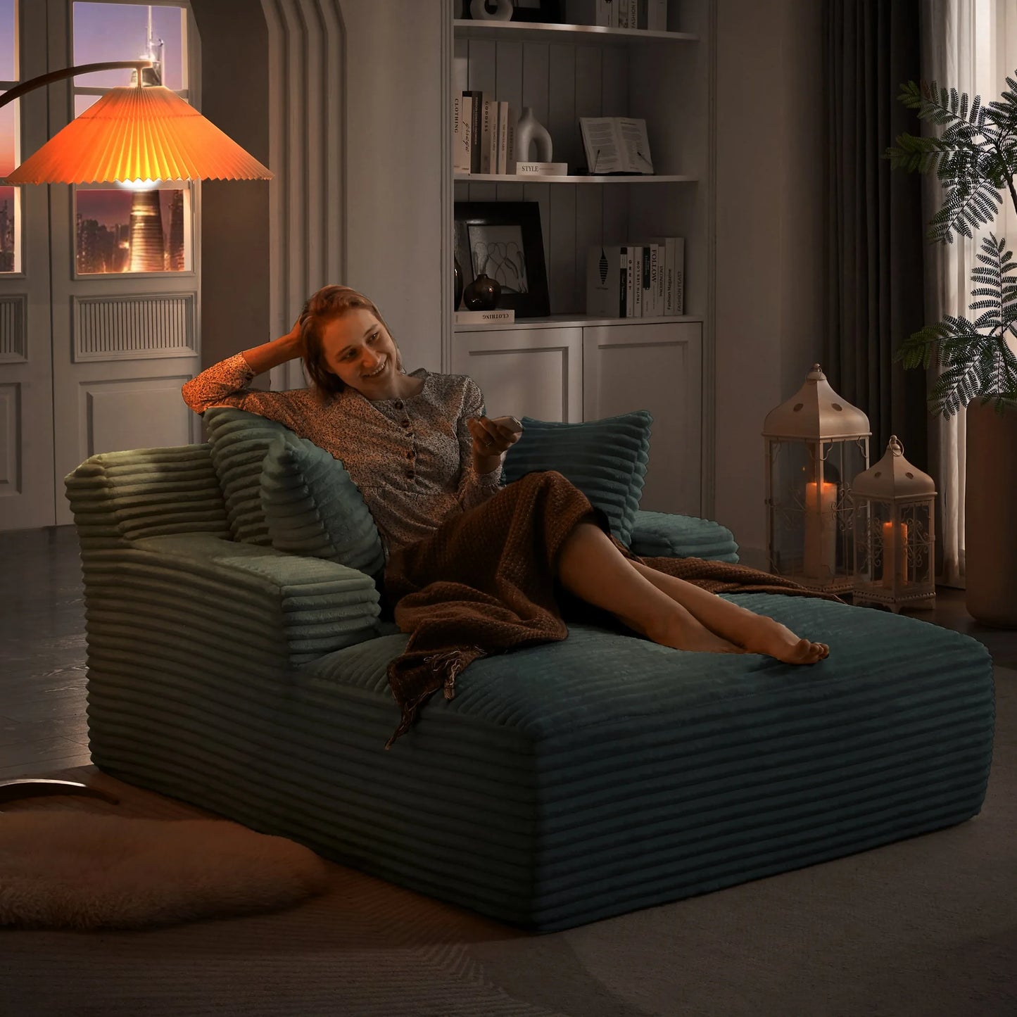 Oversized Chaise Lounge Chair Indoor, Corduroy Upholstered Modern Sofa Couch, No Assembly Required, Comfy Sleeper Sofa for Living Room, Office detail view 46