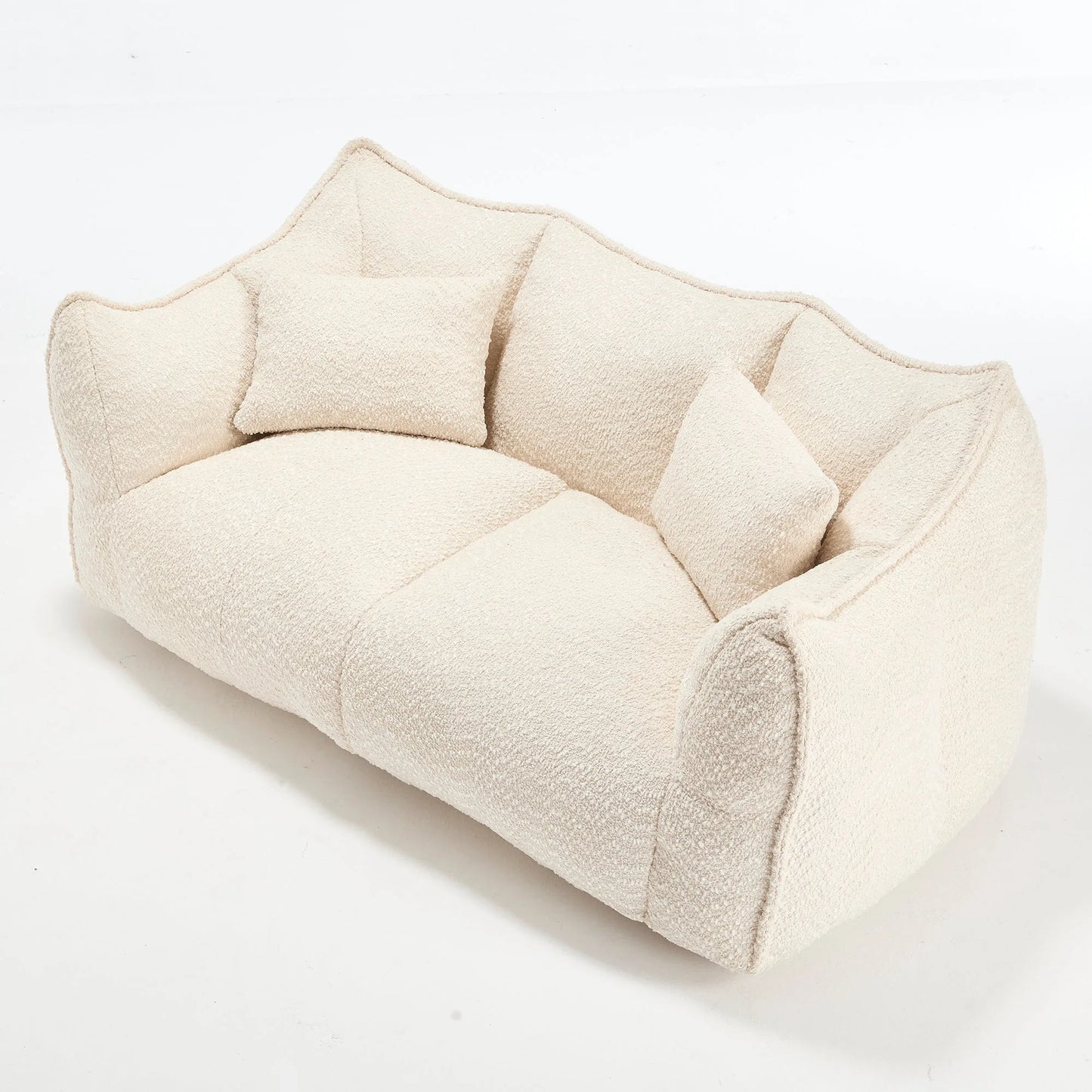 Comfortable Dual Beanbag Chair with High Resilience Foam Core for Two People in Beige Chenille detail view 14