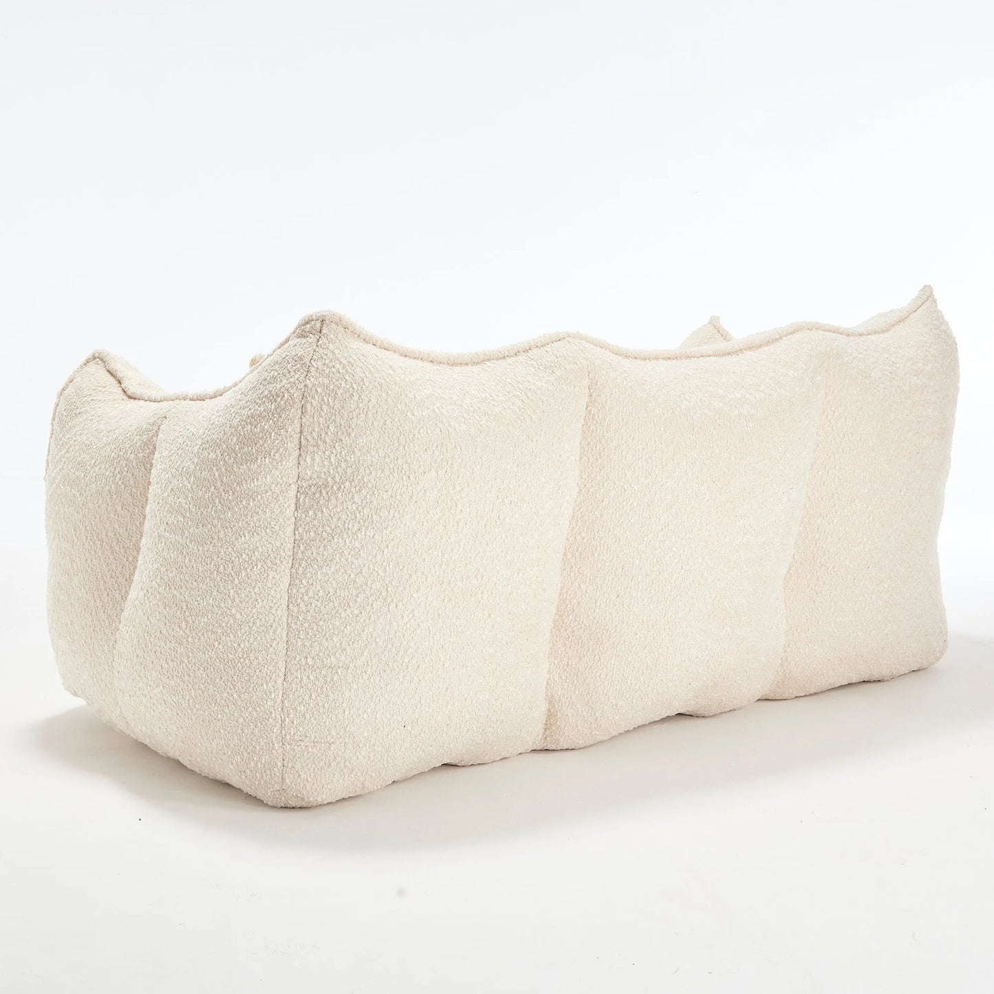 Comfortable Dual Beanbag Chair with High Resilience Foam Core for Two People in Beige Chenille detail view 15