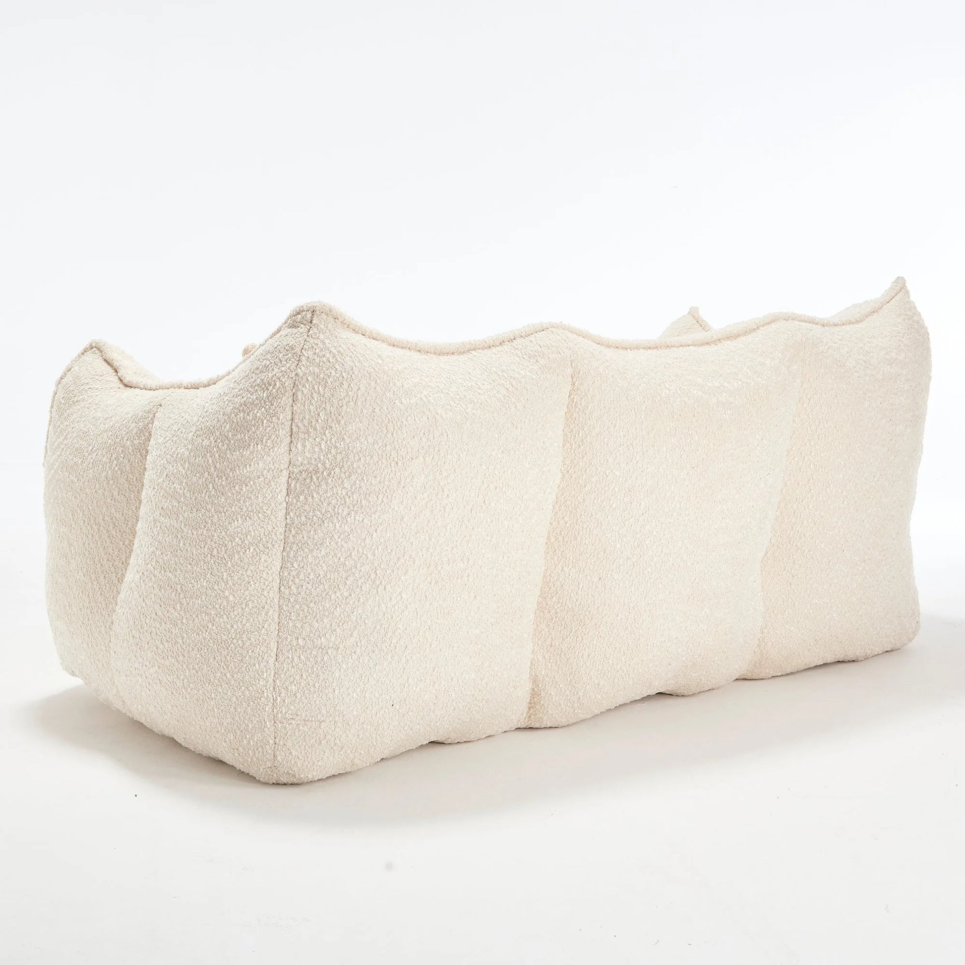 Comfortable Dual Beanbag Chair with High Resilience Foam Core for Two People in Beige Chenille detail view 15
