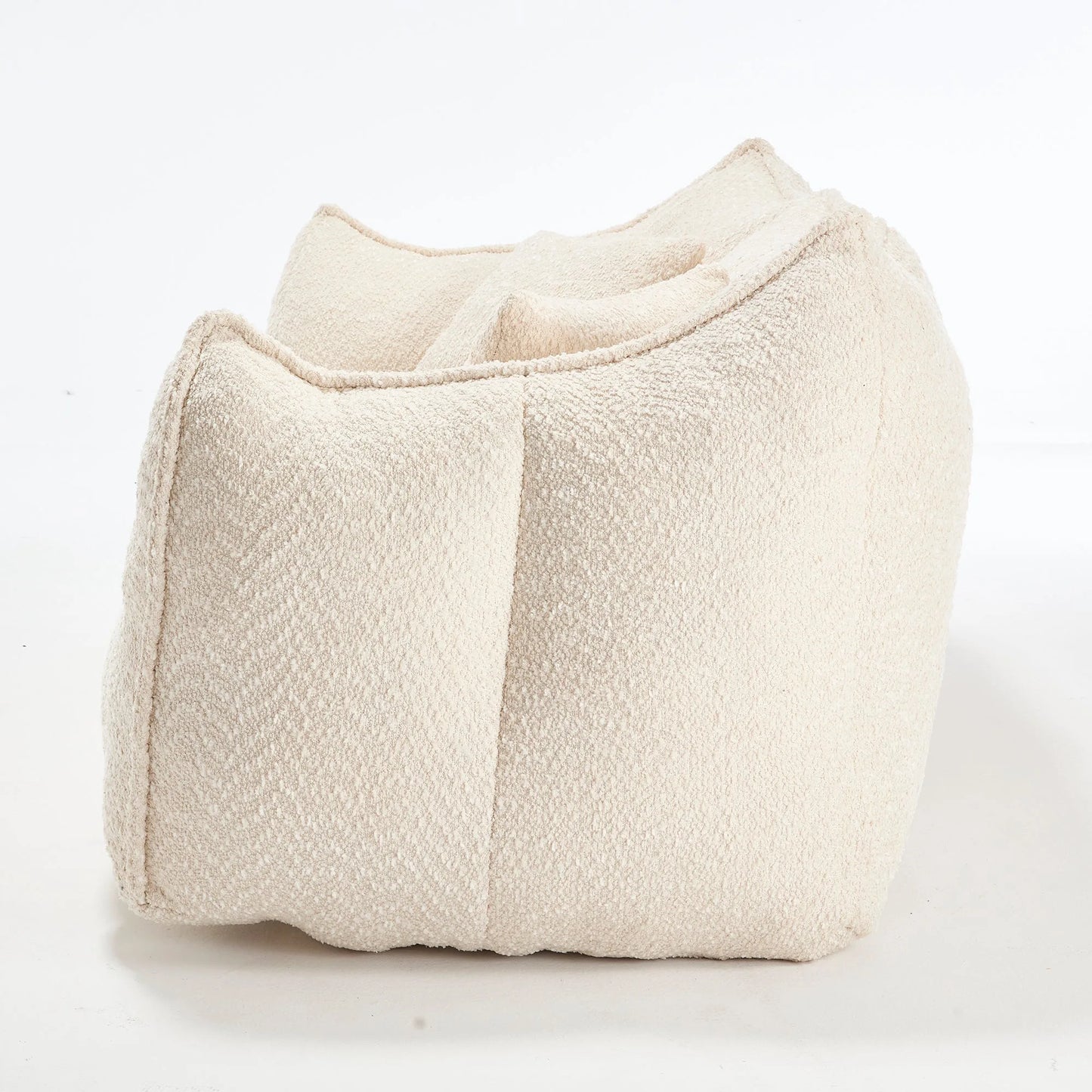 Comfortable Dual Beanbag Chair with High Resilience Foam Core for Two People in Beige Chenille detail view 16