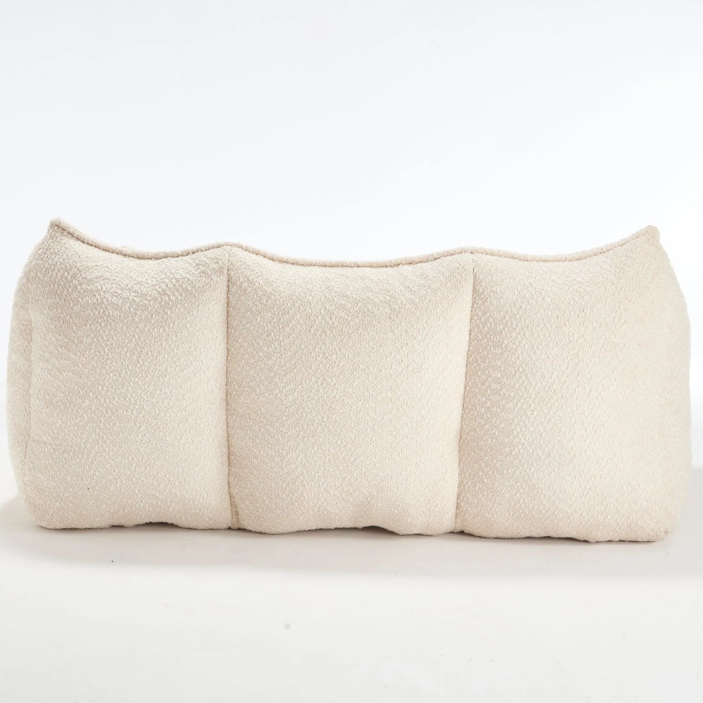 Comfortable Dual Beanbag Chair with High Resilience Foam Core for Two People in Beige Chenille detail view 17