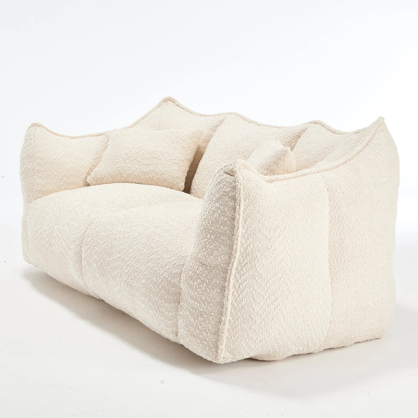 Comfortable Dual Beanbag Chair with High Resilience Foam Core for Two People in Beige Chenille detail view 18