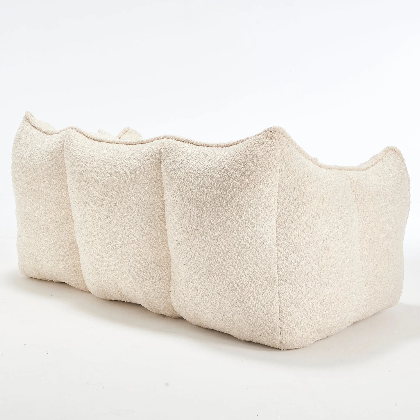 Comfortable Dual Beanbag Chair with High Resilience Foam Core for Two People in Beige Chenille detail view 19
