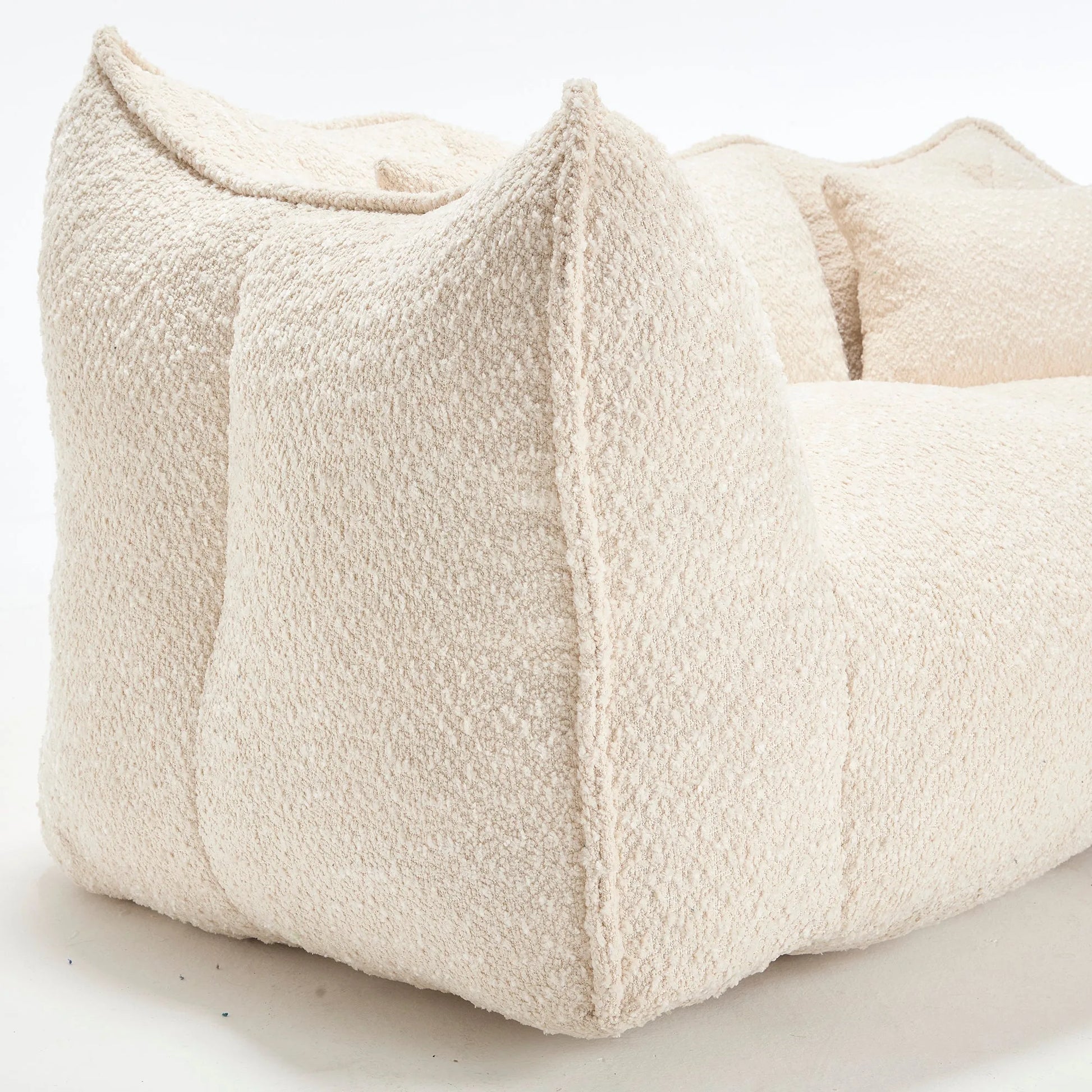 Comfortable Dual Beanbag Chair with High Resilience Foam Core for Two People in Beige Chenille detail view 20