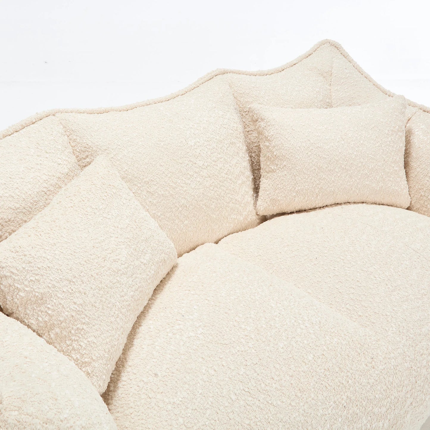Comfortable Dual Beanbag Chair with High Resilience Foam Core for Two People in Beige Chenille detail view 21