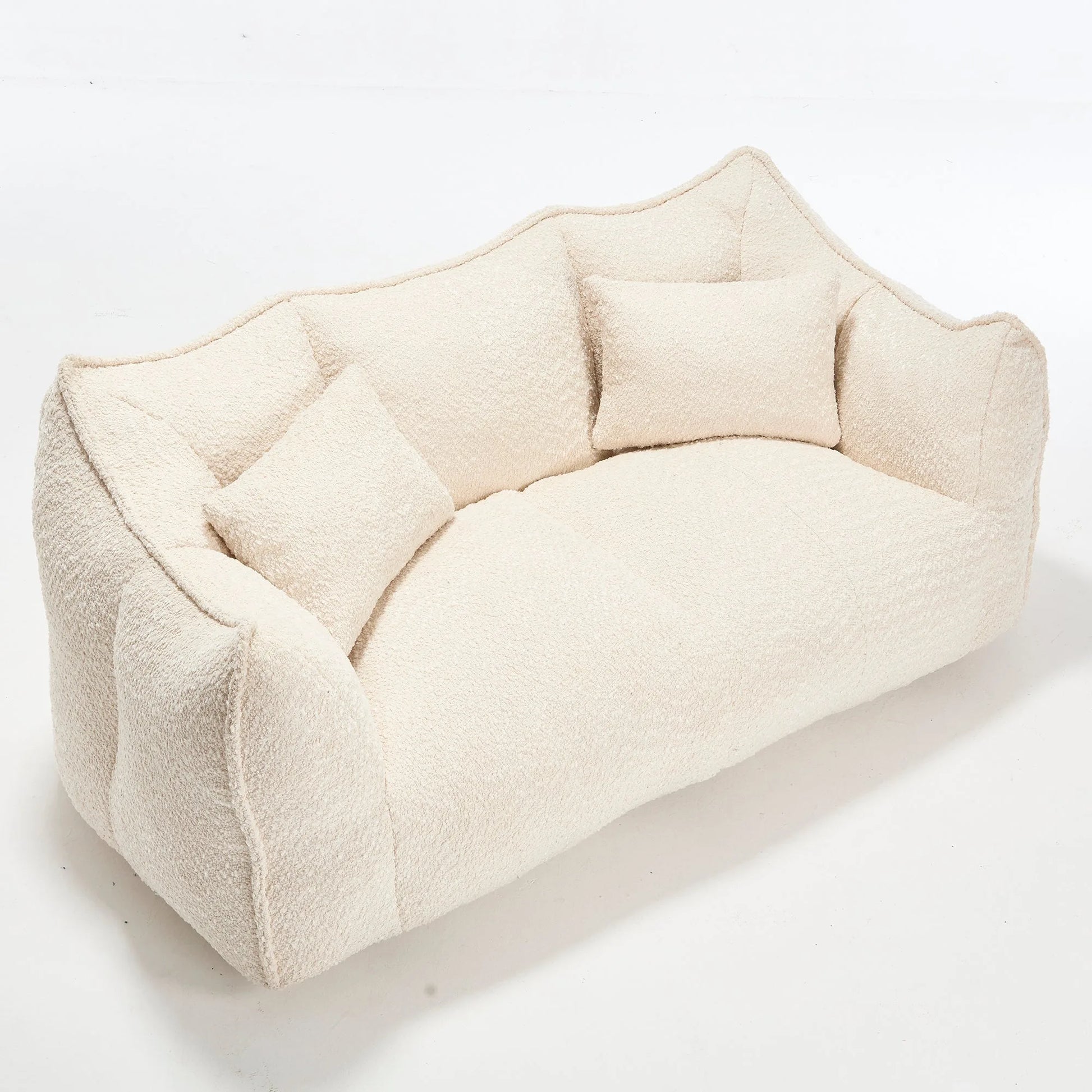 Comfortable Dual Beanbag Chair with High Resilience Foam Core for Two People in Beige Chenille detail view 22