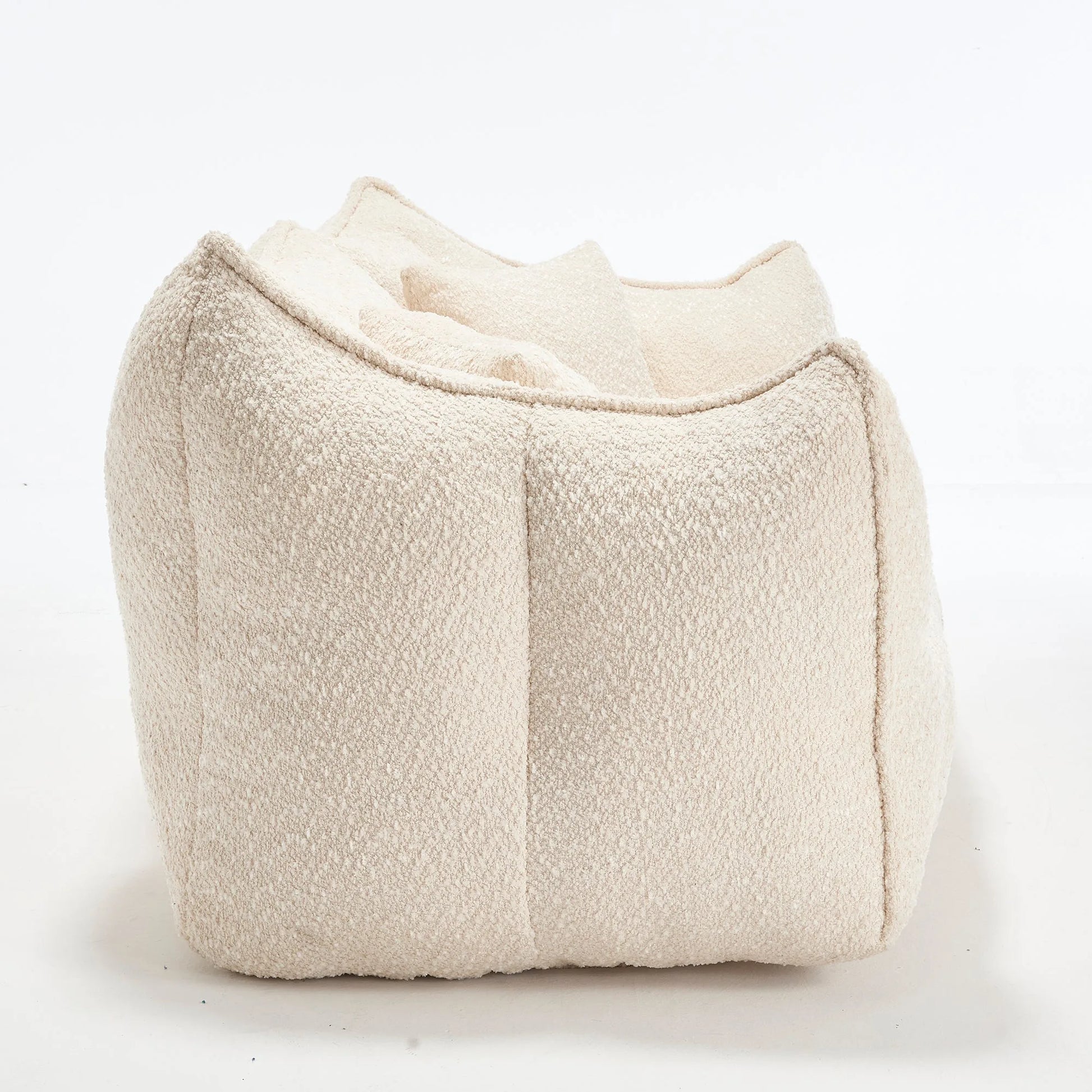 Comfortable Dual Beanbag Chair with High Resilience Foam Core for Two People in Beige Chenille detail view 23
