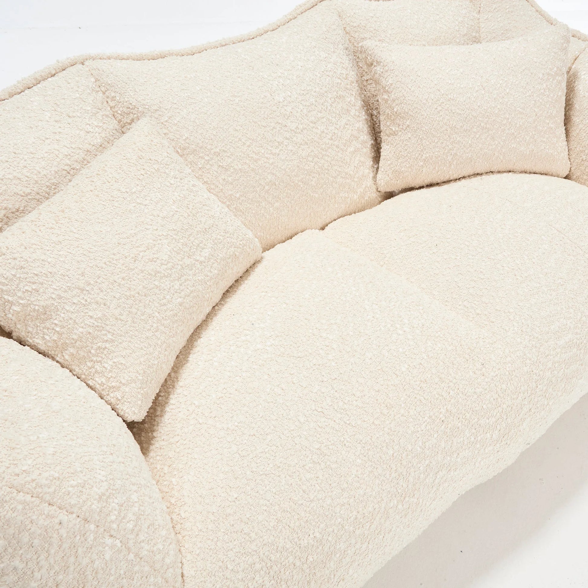 Comfortable Dual Beanbag Chair with High Resilience Foam Core for Two People in Beige Chenille detail view 24