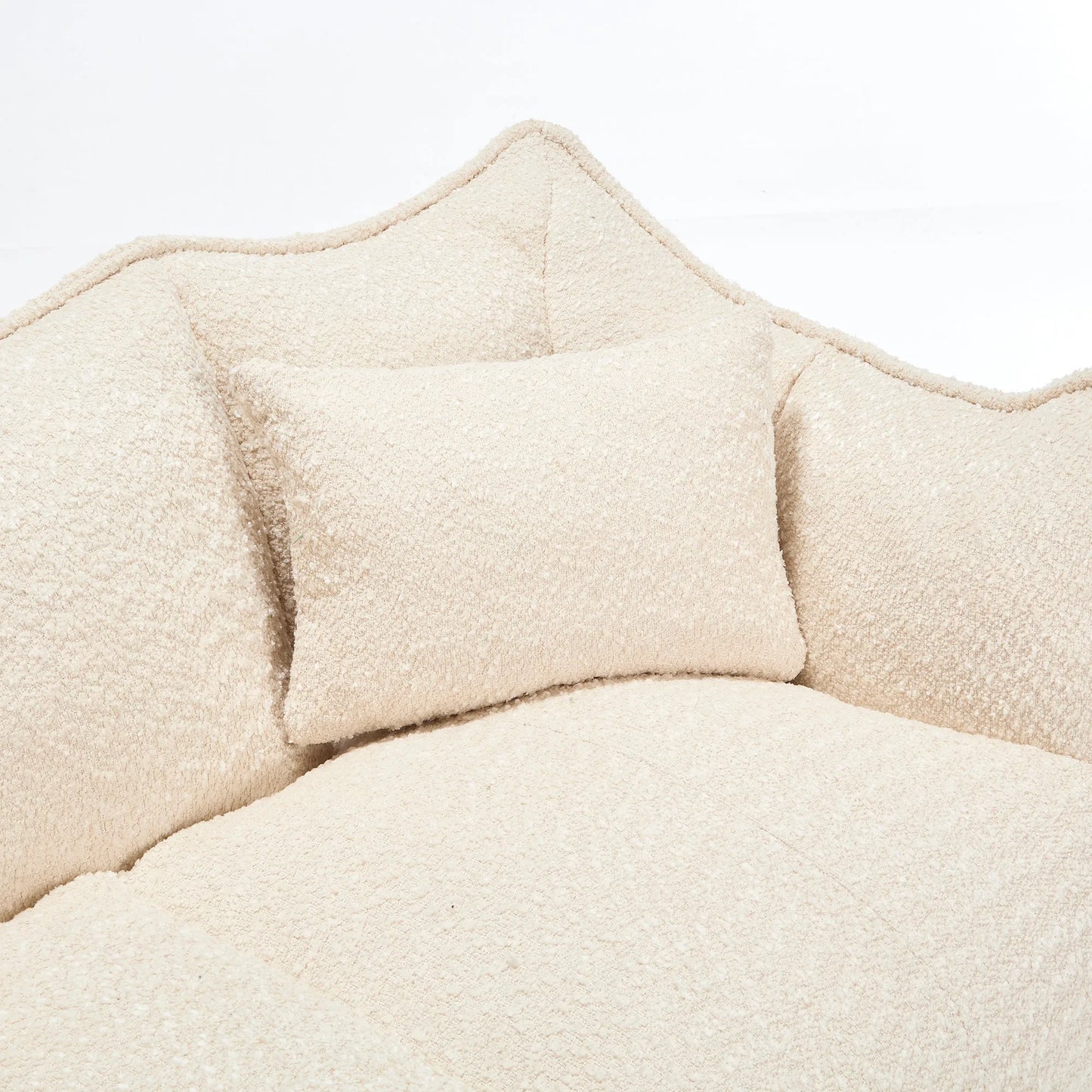 Comfortable Dual Beanbag Chair with High Resilience Foam Core for Two People in Beige Chenille detail view 25