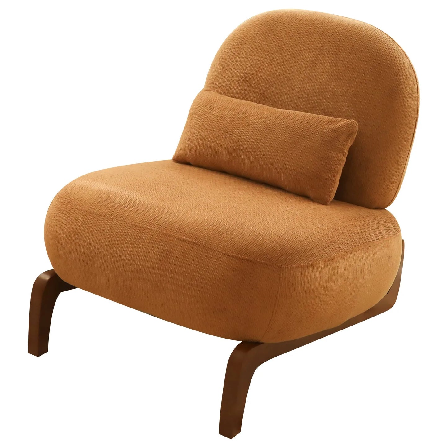 Cute Accent Chair with Solid Wood Legs, Living Room Chair with Soft fabric Cushion, Cozy Bedroom Chair, Comfy Armless Reading Chair for Apartment, Waiting Room, Balcony (Caramel) detail view 6