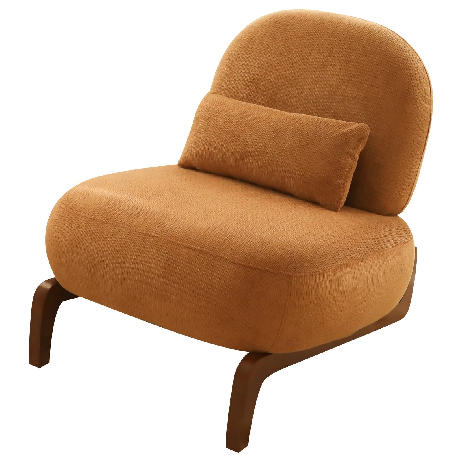 Cute Accent Chair with Solid Wood Legs, Living Room Chair with Soft fabric Cushion, Cozy Bedroom Chair, Comfy Armless Reading Chair for Apartment, Waiting Room, Balcony (Caramel) detail view 6