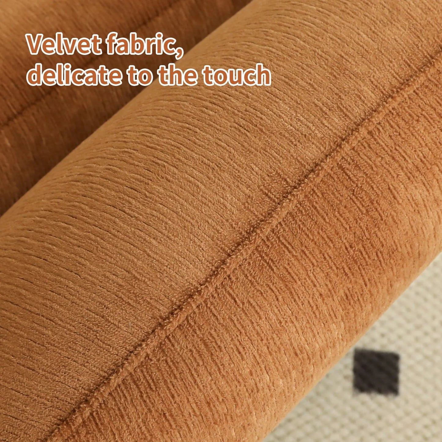 Cute Accent Chair with Solid Wood Legs, Living Room Chair with Soft fabric Cushion, Cozy Bedroom Chair, Comfy Armless Reading Chair for Apartment, Waiting Room, Balcony (Caramel) detail view 12