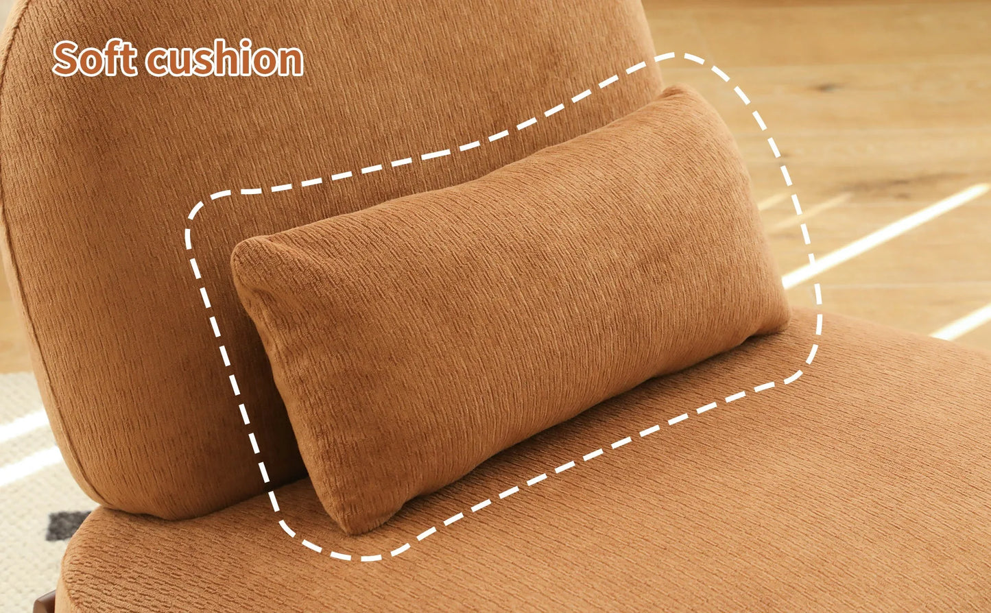 Cute Accent Chair with Solid Wood Legs, Living Room Chair with Soft fabric Cushion, Cozy Bedroom Chair, Comfy Armless Reading Chair for Apartment, Waiting Room, Balcony (Caramel) detail view 17