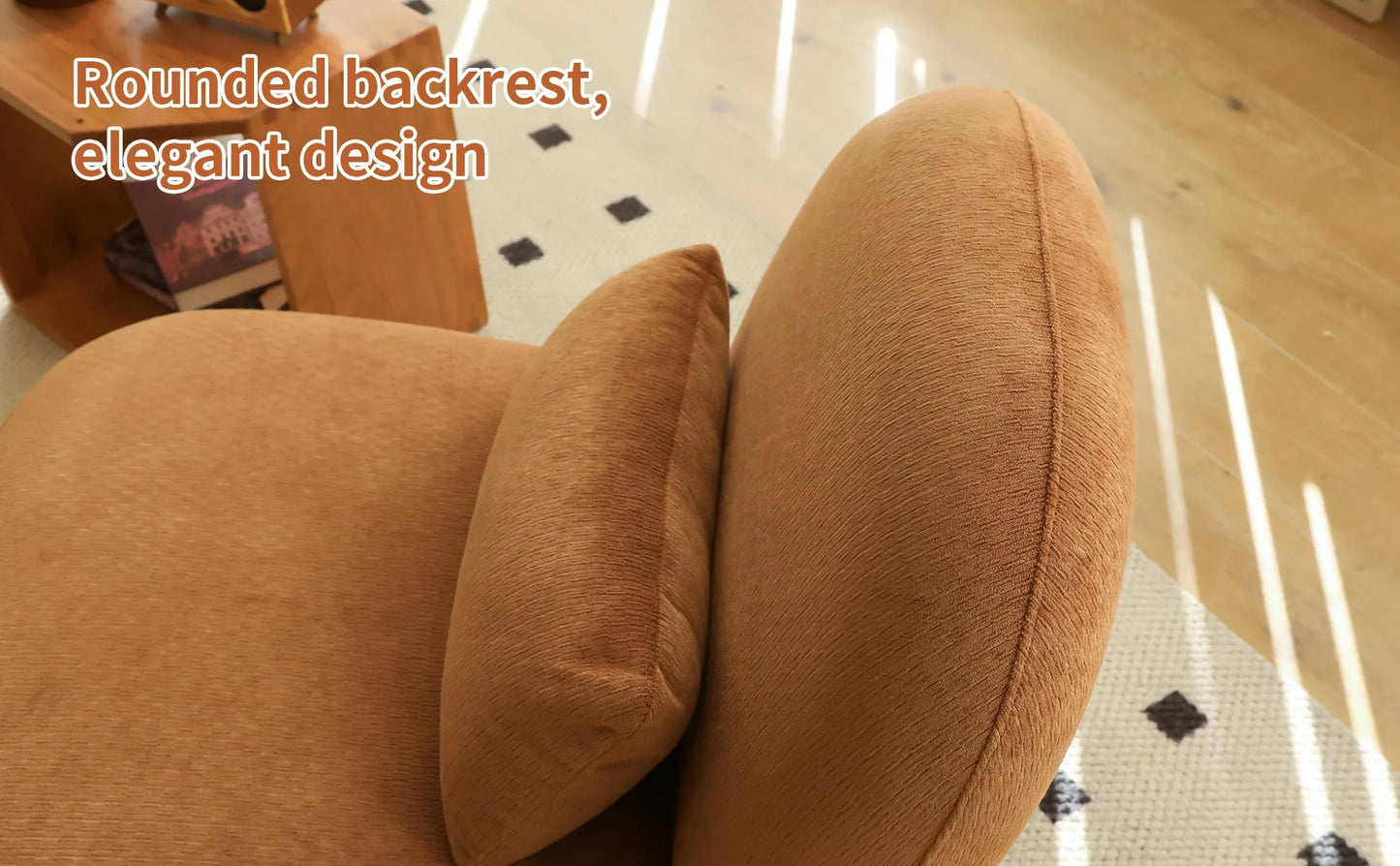 Cute Accent Chair with Solid Wood Legs, Living Room Chair with Soft fabric Cushion, Cozy Bedroom Chair, Comfy Armless Reading Chair for Apartment, Waiting Room, Balcony (Caramel) detail view 25