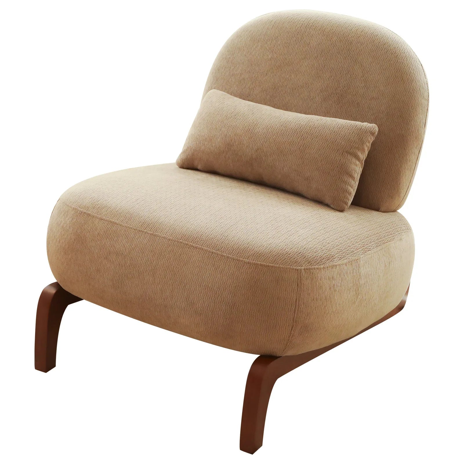 Cute Accent Chair with Solid Wood Legs, Living Room Chair with Soft fabric Cushion, Cozy Bedroom Chair, Comfy Armless Reading Chair for Apartment, Waiting Room, Balcony (Caramel) detail view 30