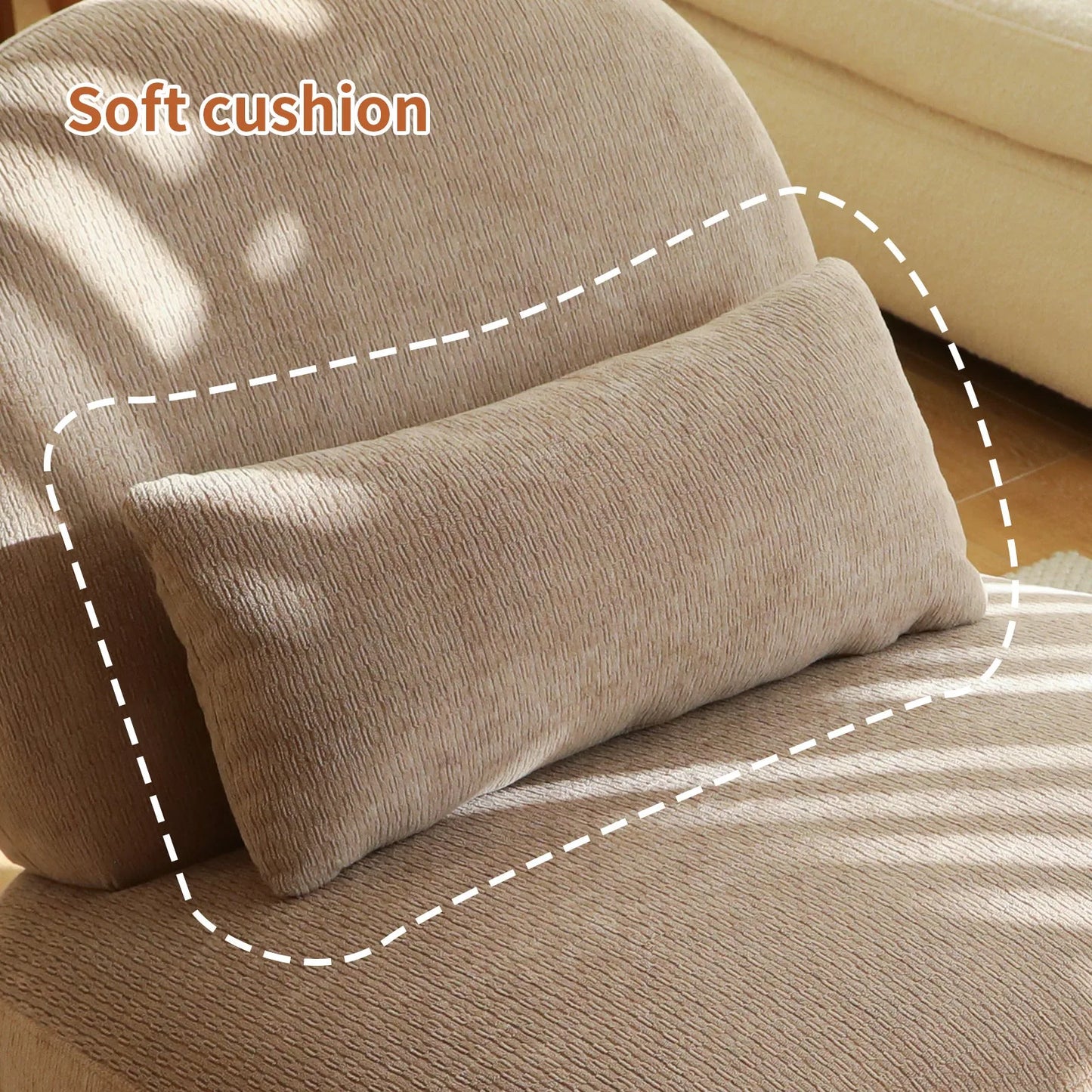 Cute Accent Chair with Solid Wood Legs, Living Room Chair with Soft fabric Cushion, Cozy Bedroom Chair, Comfy Armless Reading Chair for Apartment, Waiting Room, Balcony (Caramel) detail view 31