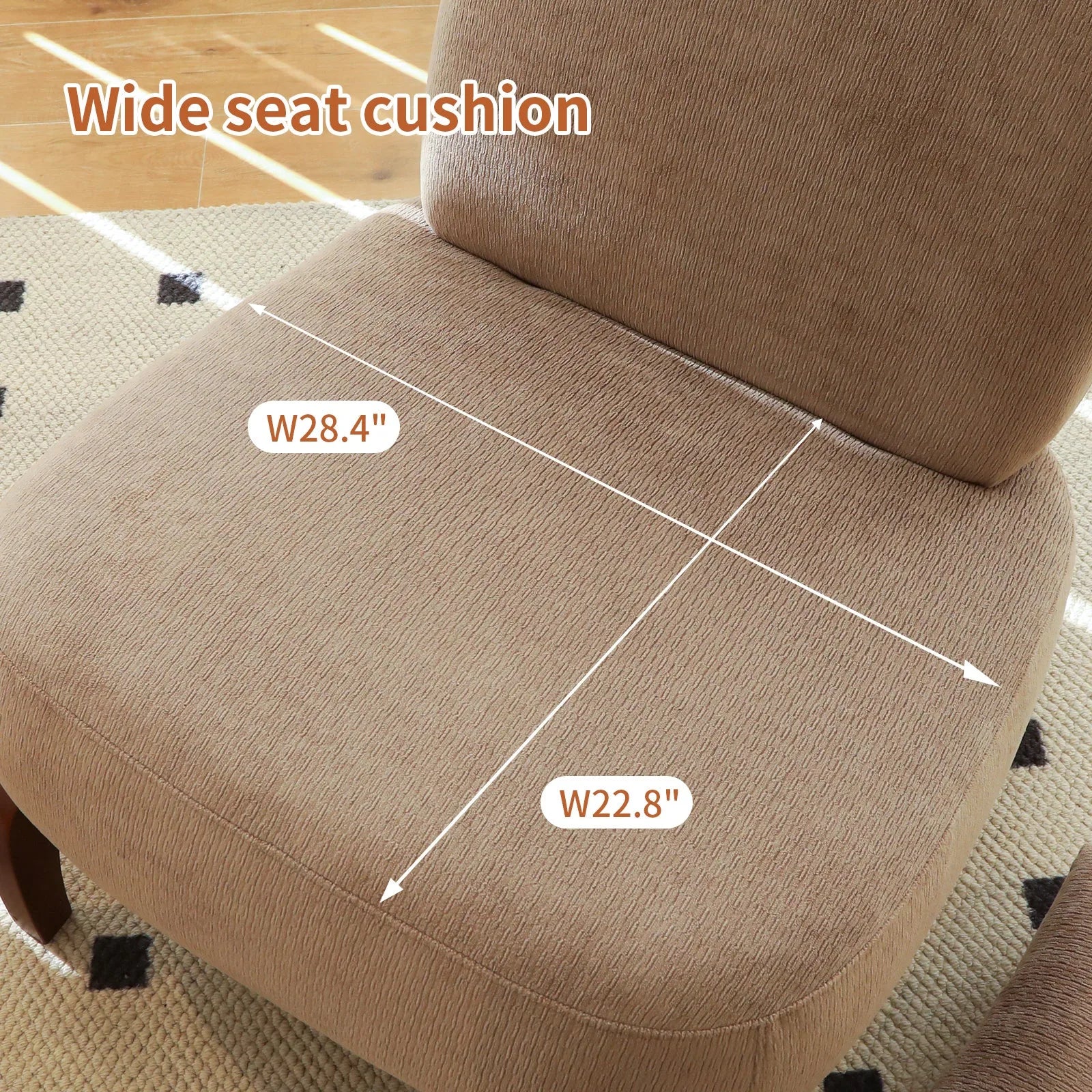 Cute Accent Chair with Solid Wood Legs, Living Room Chair with Soft fabric Cushion, Cozy Bedroom Chair, Comfy Armless Reading Chair for Apartment, Waiting Room, Balcony (Caramel) detail view 32