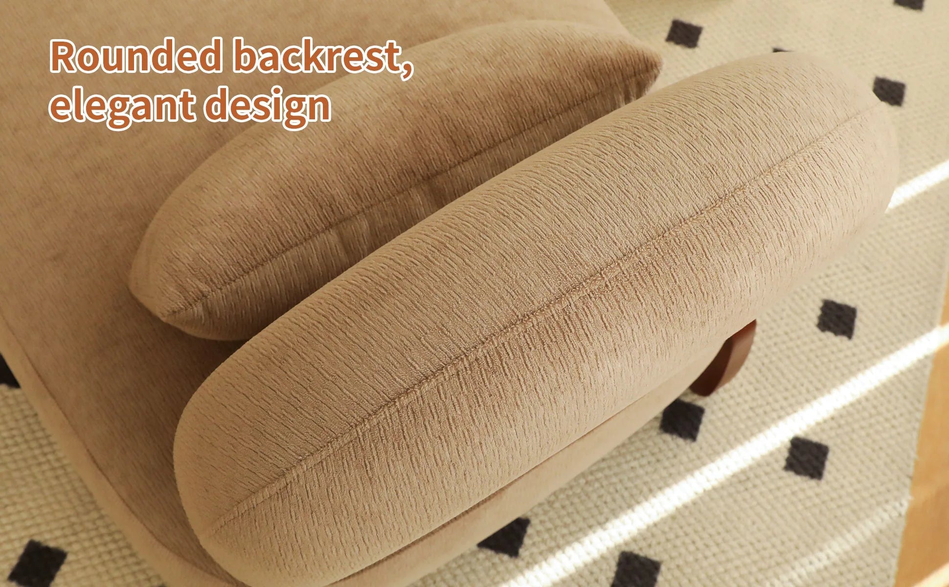 Cute Accent Chair with Solid Wood Legs, Living Room Chair with Soft fabric Cushion, Cozy Bedroom Chair, Comfy Armless Reading Chair for Apartment, Waiting Room, Balcony (Caramel) detail view 52