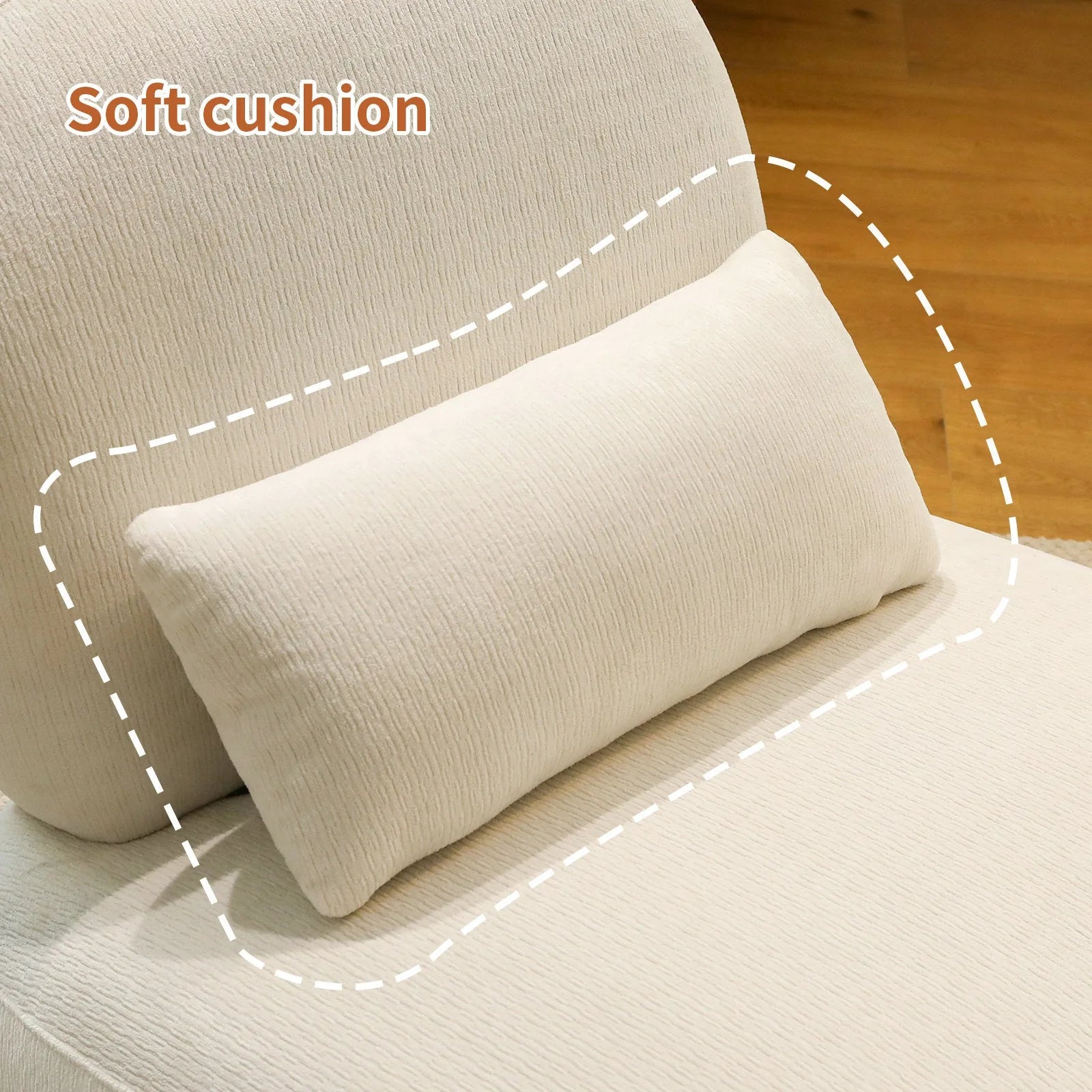 Cute Accent Chair with Solid Wood Legs, Living Room Chair with Soft fabric Cushion, Cozy Bedroom Chair, Comfy Armless Reading Chair for Apartment, Waiting Room, Balcony (Caramel) detail view 58