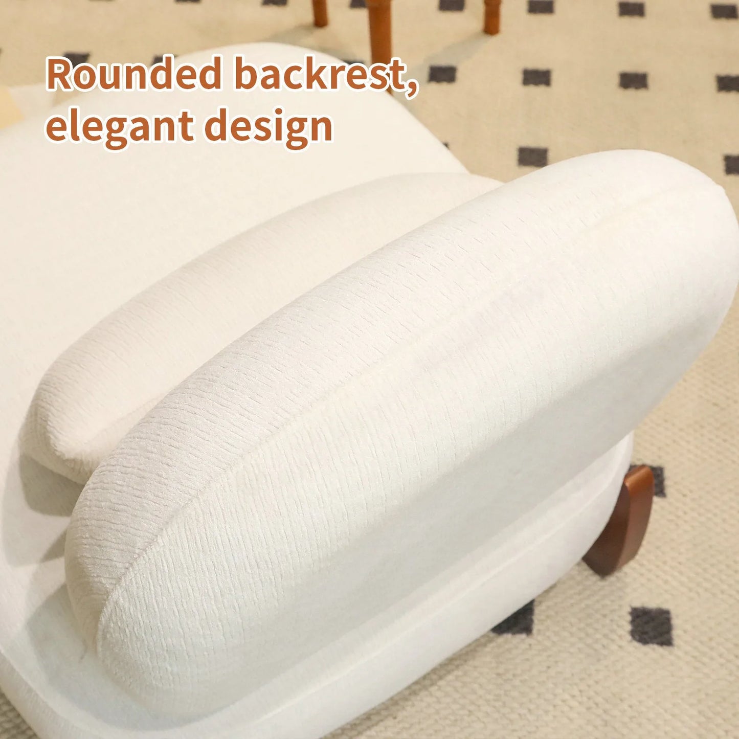 Cute Accent Chair with Solid Wood Legs, Living Room Chair with Soft fabric Cushion, Cozy Bedroom Chair, Comfy Armless Reading Chair for Apartment, Waiting Room, Balcony (Caramel) detail view 59