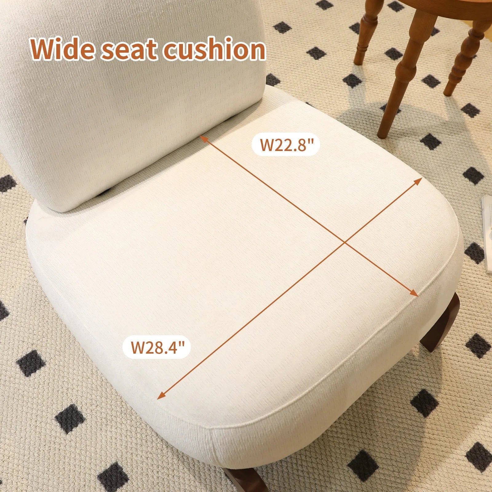 Cute Accent Chair with Solid Wood Legs, Living Room Chair with Soft fabric Cushion, Cozy Bedroom Chair, Comfy Armless Reading Chair for Apartment, Waiting Room, Balcony (Caramel) detail view 60