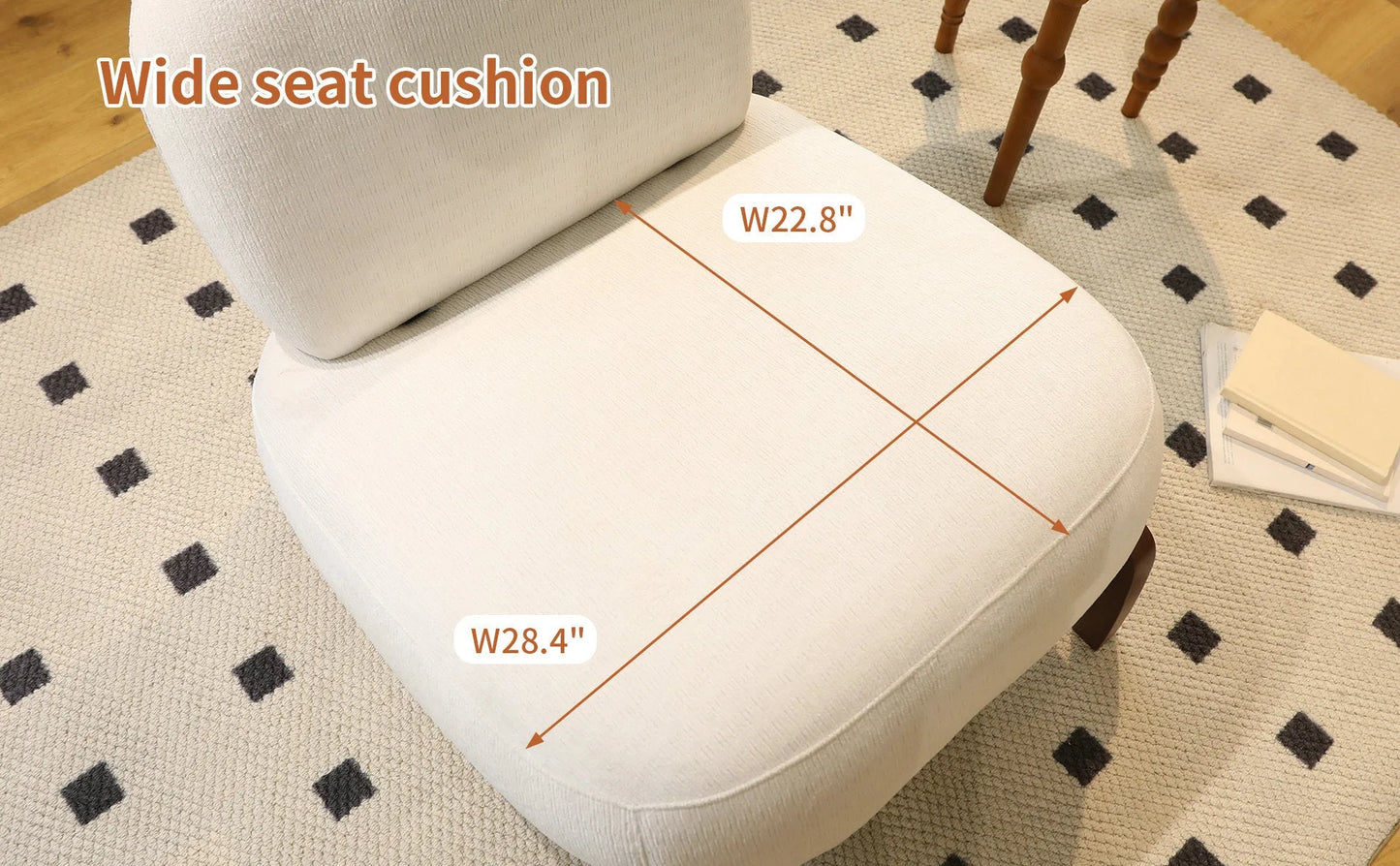 Cute Accent Chair with Solid Wood Legs, Living Room Chair with Soft fabric Cushion, Cozy Bedroom Chair, Comfy Armless Reading Chair for Apartment, Waiting Room, Balcony (Caramel) detail view 68