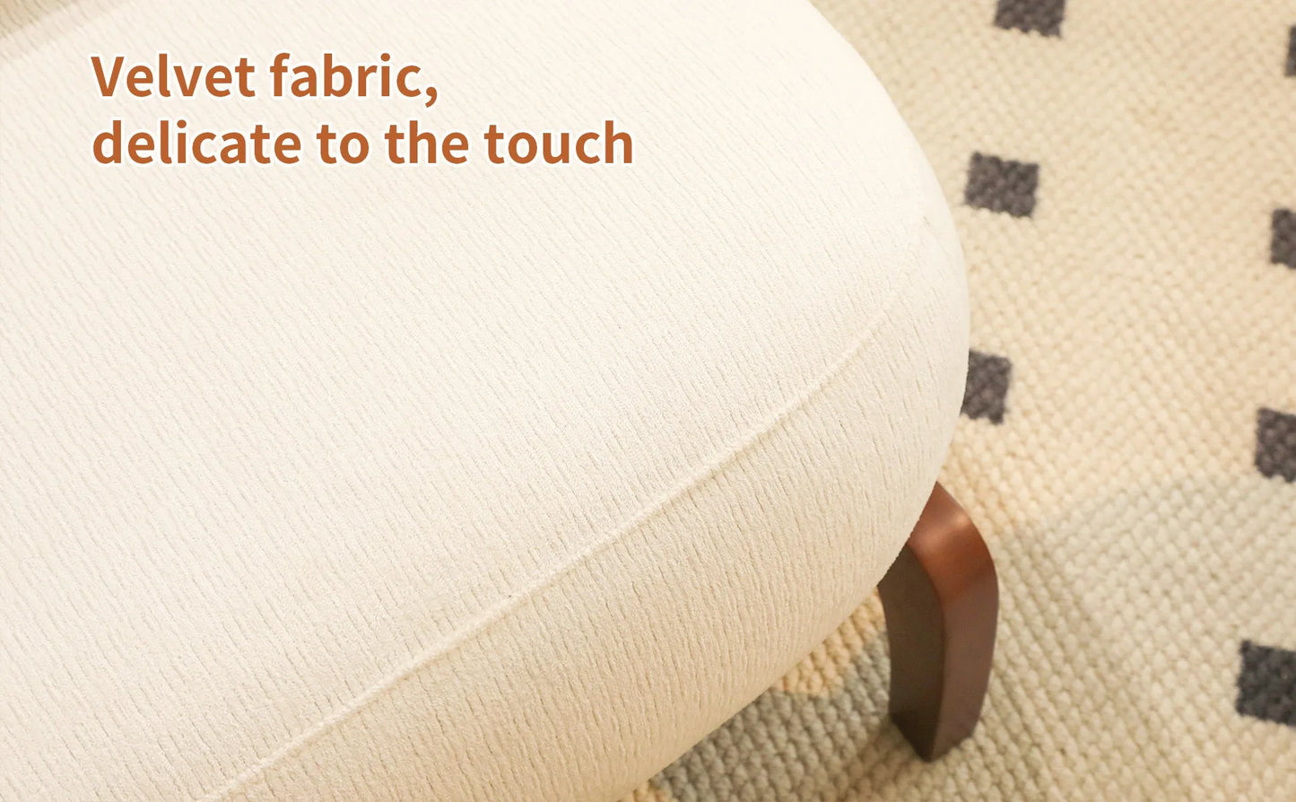 Cute Accent Chair with Solid Wood Legs, Living Room Chair with Soft fabric Cushion, Cozy Bedroom Chair, Comfy Armless Reading Chair for Apartment, Waiting Room, Balcony (Caramel) detail view 71