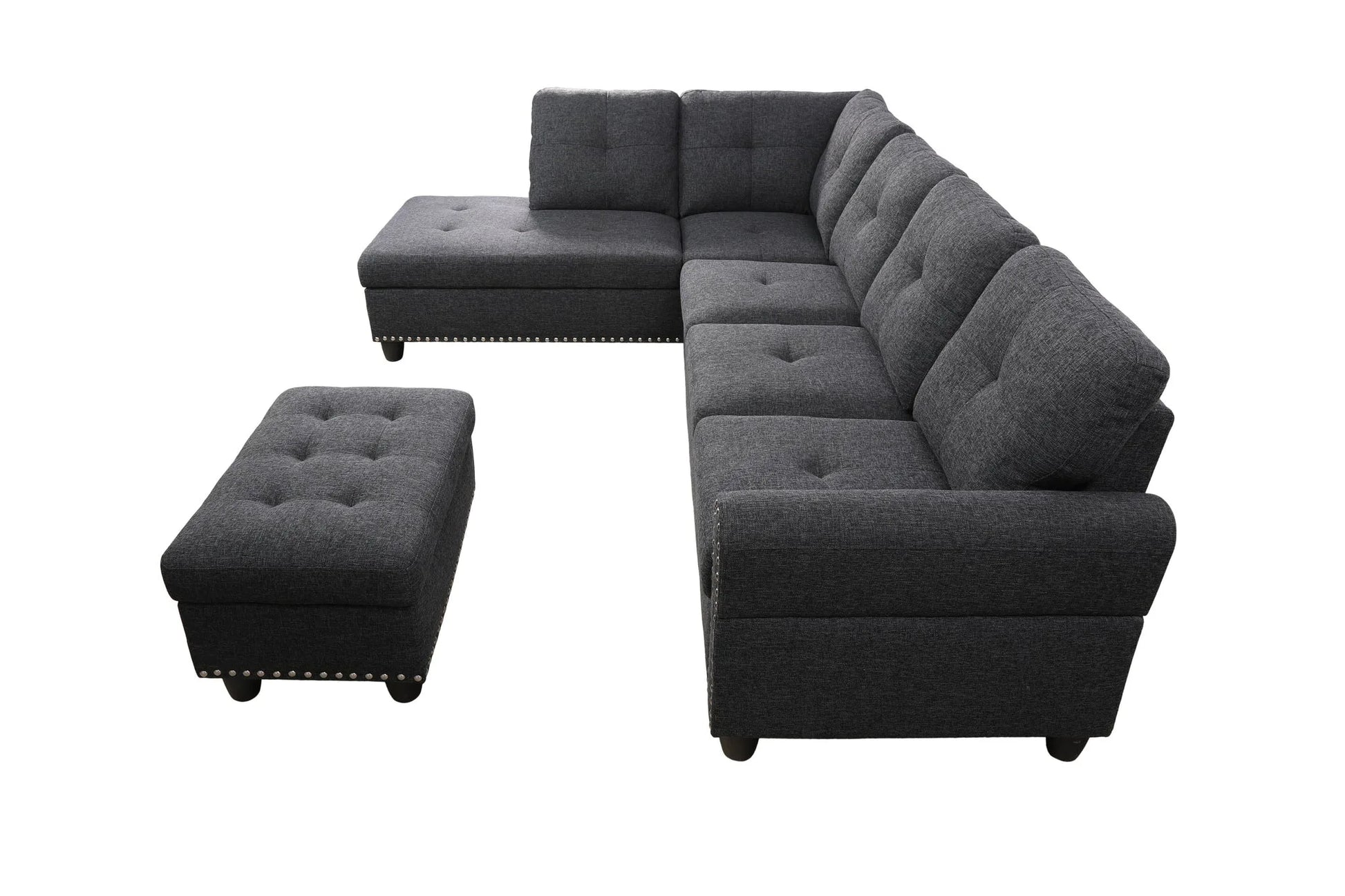Alger 98' Wide Left Hand Facing Sofa & Chaise with Ottoman detail view 5