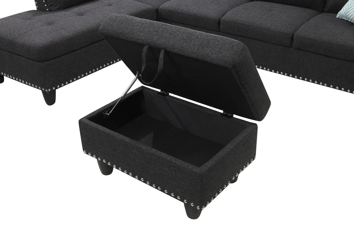 Alger 98' Wide Left Hand Facing Sofa & Chaise with Ottoman detail view 6