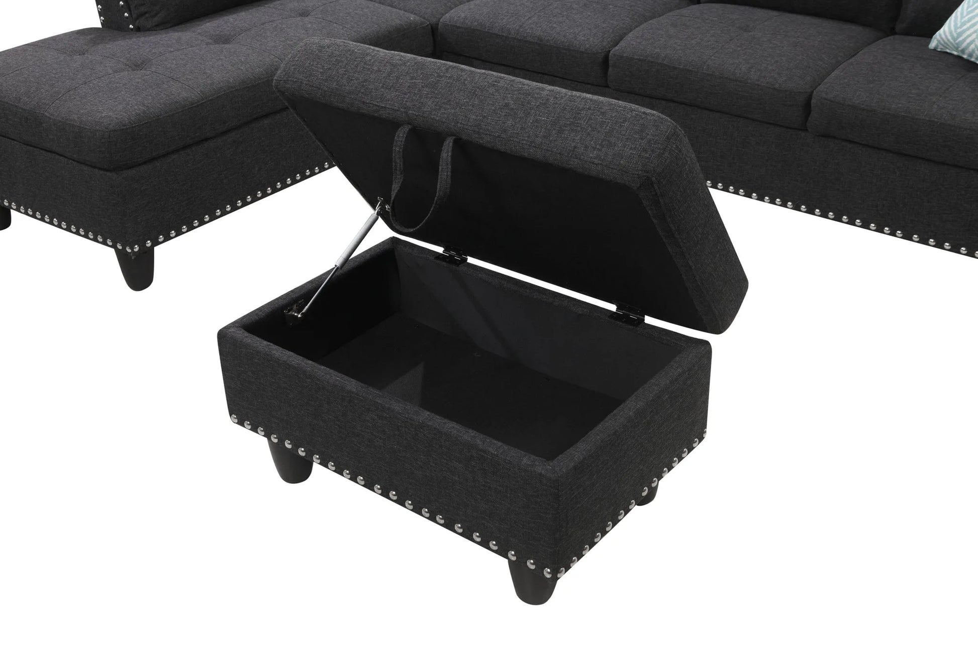 Alger 98' Wide Left Hand Facing Sofa & Chaise with Ottoman detail view 6