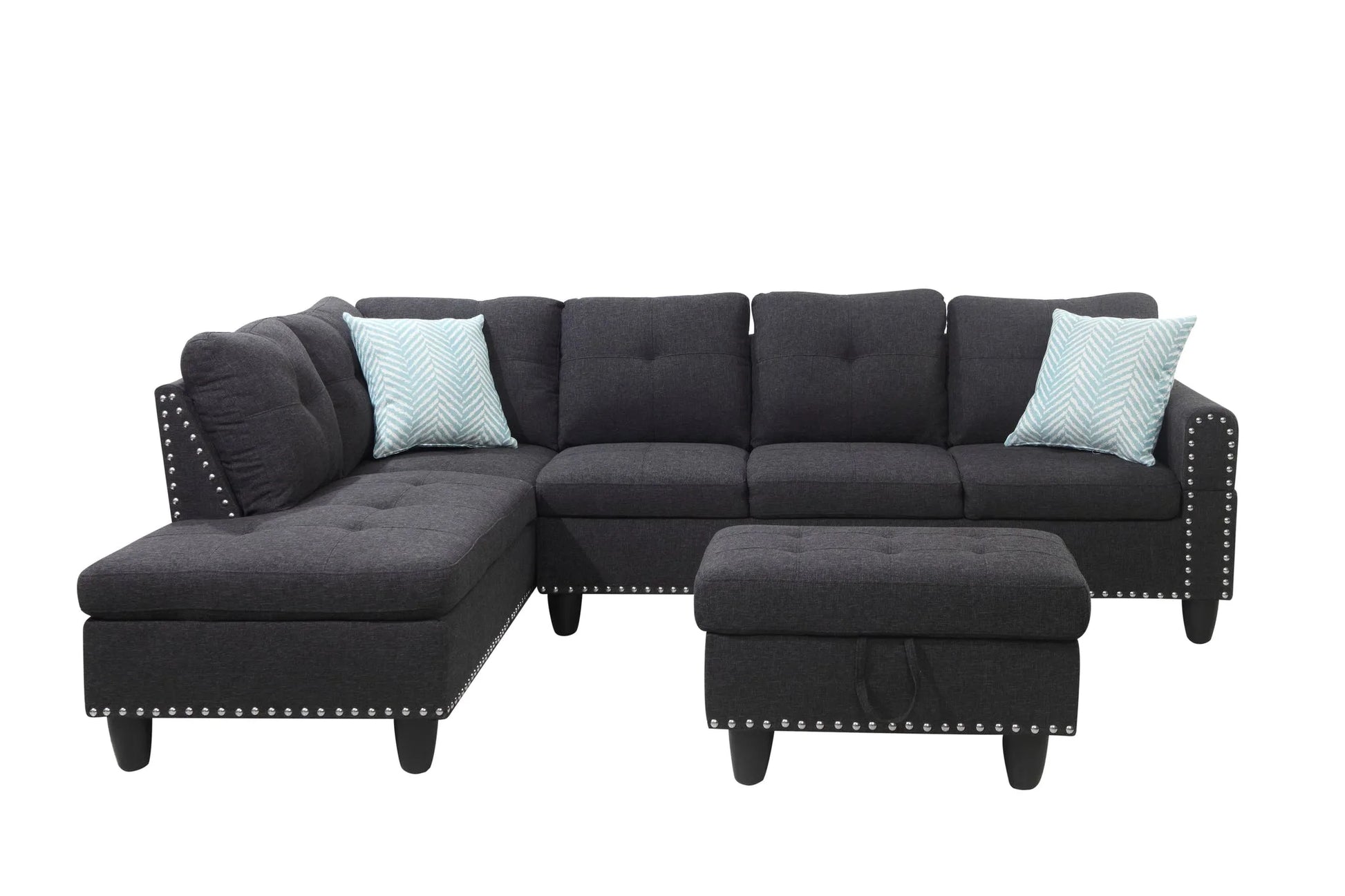 Alger 98' Wide Left Hand Facing Sofa & Chaise with Ottoman detail view 8