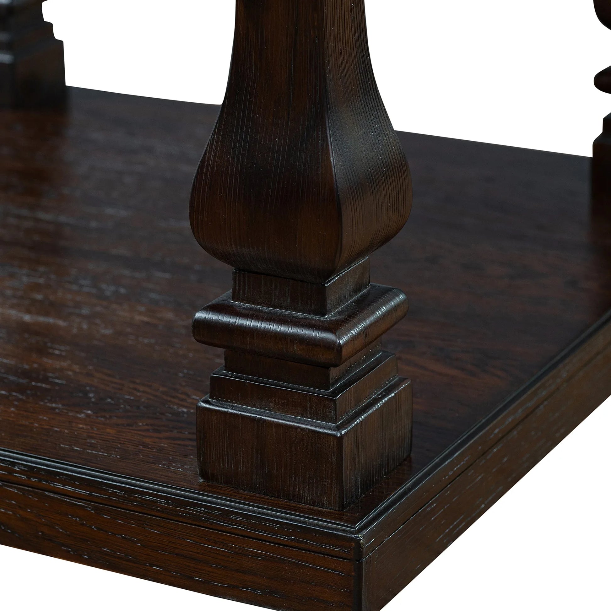 24.8' Farmhouse Wood End Table with Storage Shelf, 2-Tier Vintage Side Table with Carved Legs, Square Decorative Nightstand for Living Room & Bedroom, Espresso detail view 15