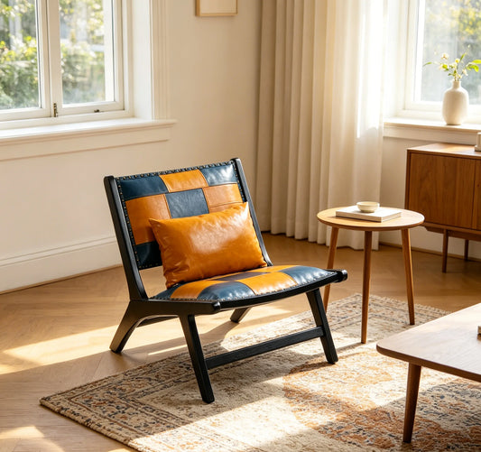 Modern Boho Accent Chairs with Solid Wood Frame for Living Room, Mid Century Lounge Chair, Side Chair Indoor lifestyle view