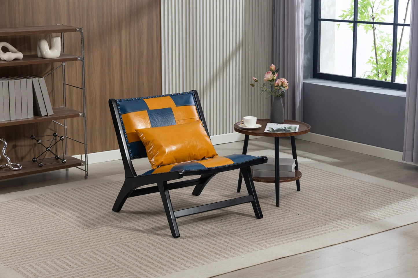 Modern Boho Accent Chairs with Solid Wood Frame for Living Room, Mid Century Lounge Chair, Side Chair Indoor detail view 4