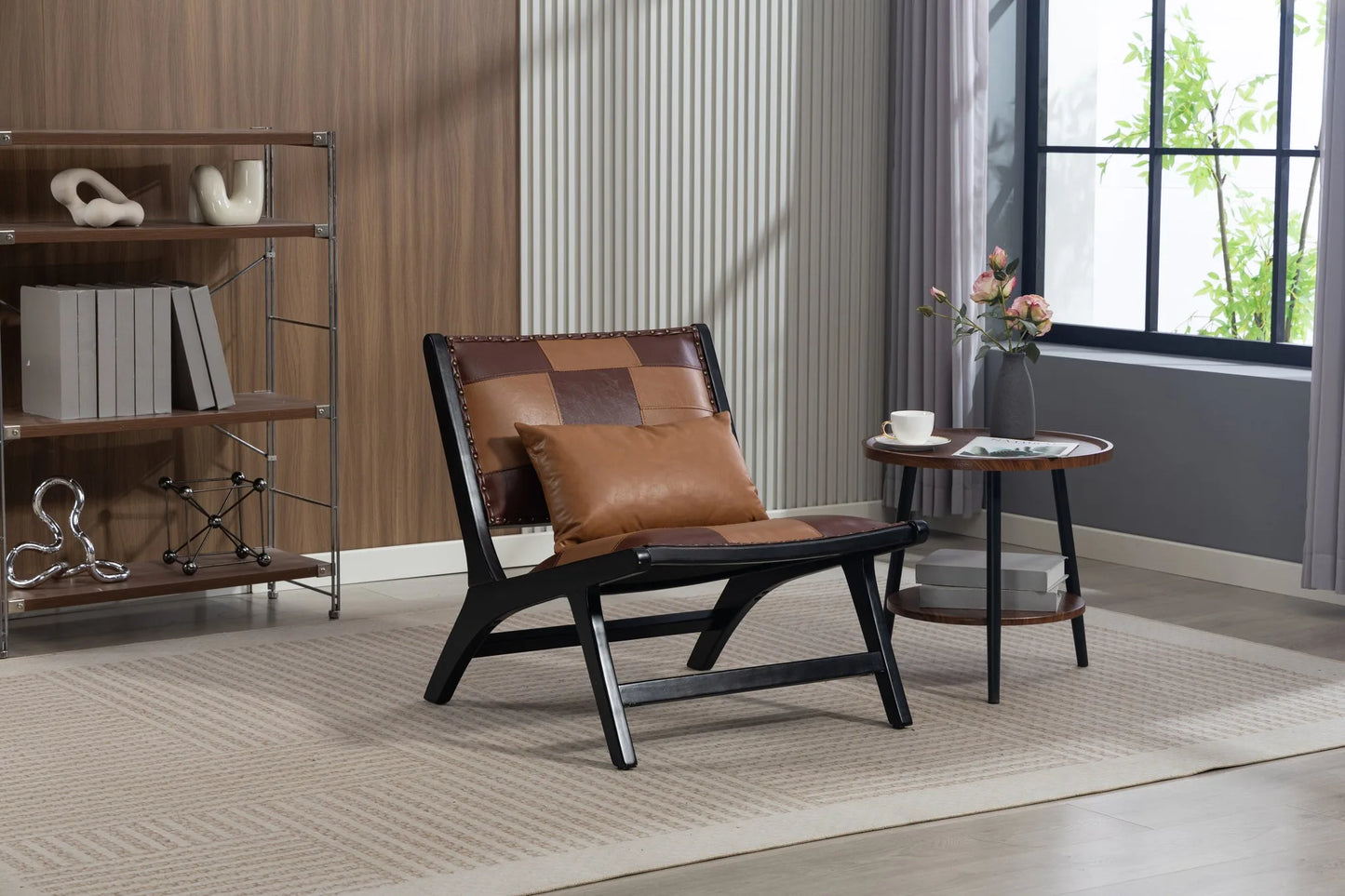 Modern Boho Accent Chairs with Solid Wood Frame for Living Room, Mid Century Lounge Chair, Side Chair Indoor detail view 16