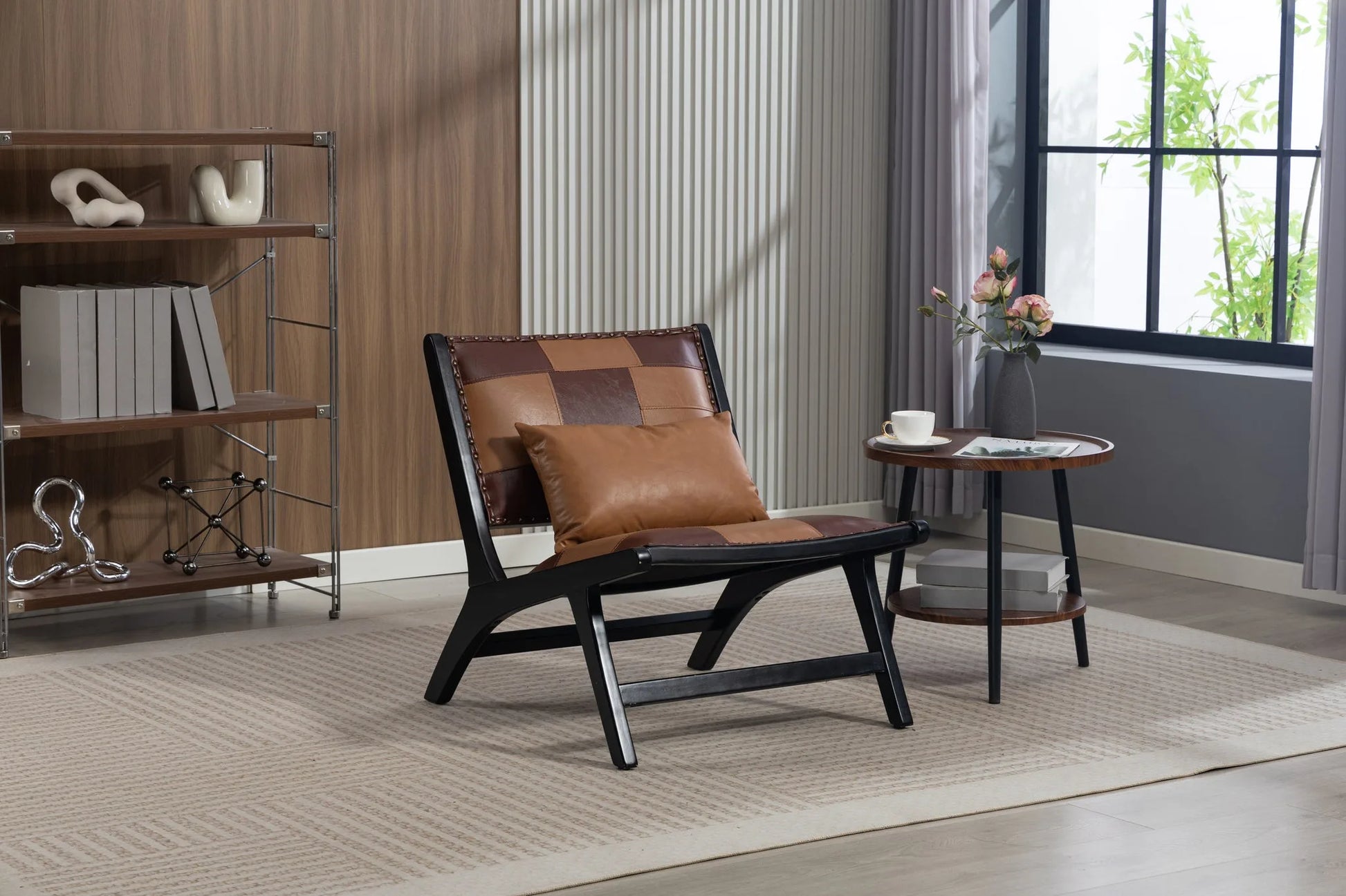 Modern Boho Accent Chairs with Solid Wood Frame for Living Room, Mid Century Lounge Chair, Side Chair Indoor detail view 16