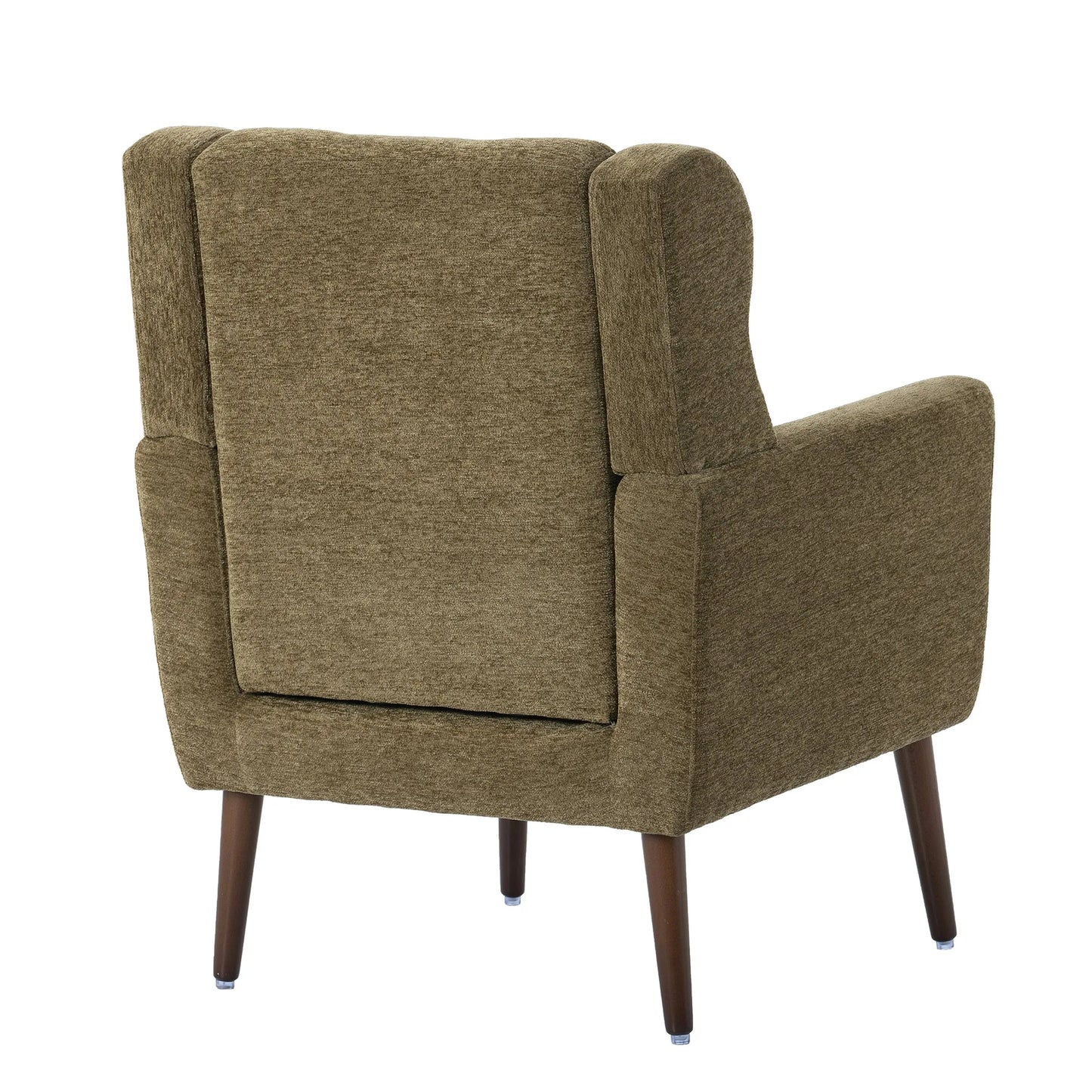 Modern Accent Chair, Chenille Arm Chairs for Living Room, Upholstered Modern Armchair, Comfy Soft Padded Lounge Chair in Small Space, Bedroom, w/Pillow, Solid Wood Leg, Olive Green detail view 15