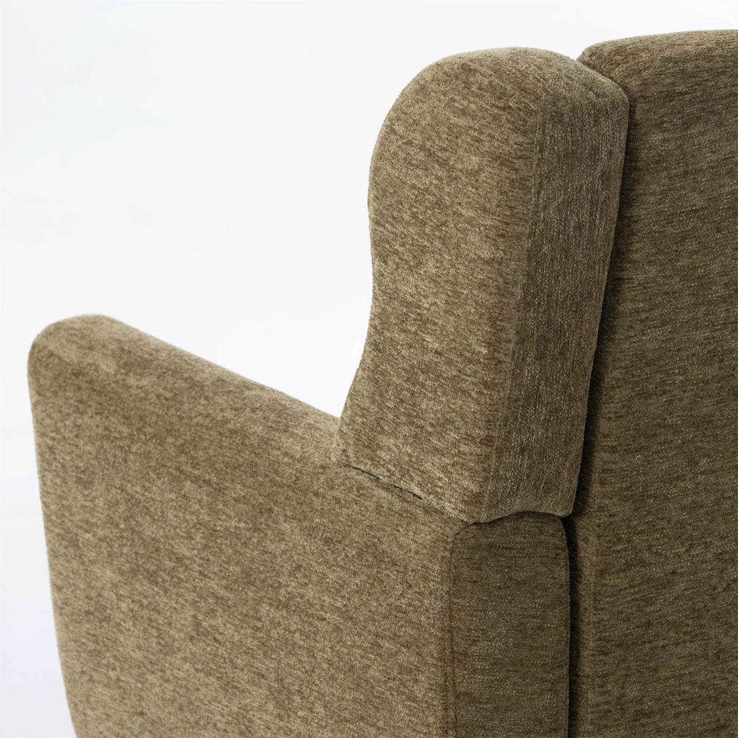 Modern Accent Chair, Chenille Arm Chairs for Living Room, Upholstered Modern Armchair, Comfy Soft Padded Lounge Chair in Small Space, Bedroom, w/Pillow, Solid Wood Leg, Olive Green detail view 16