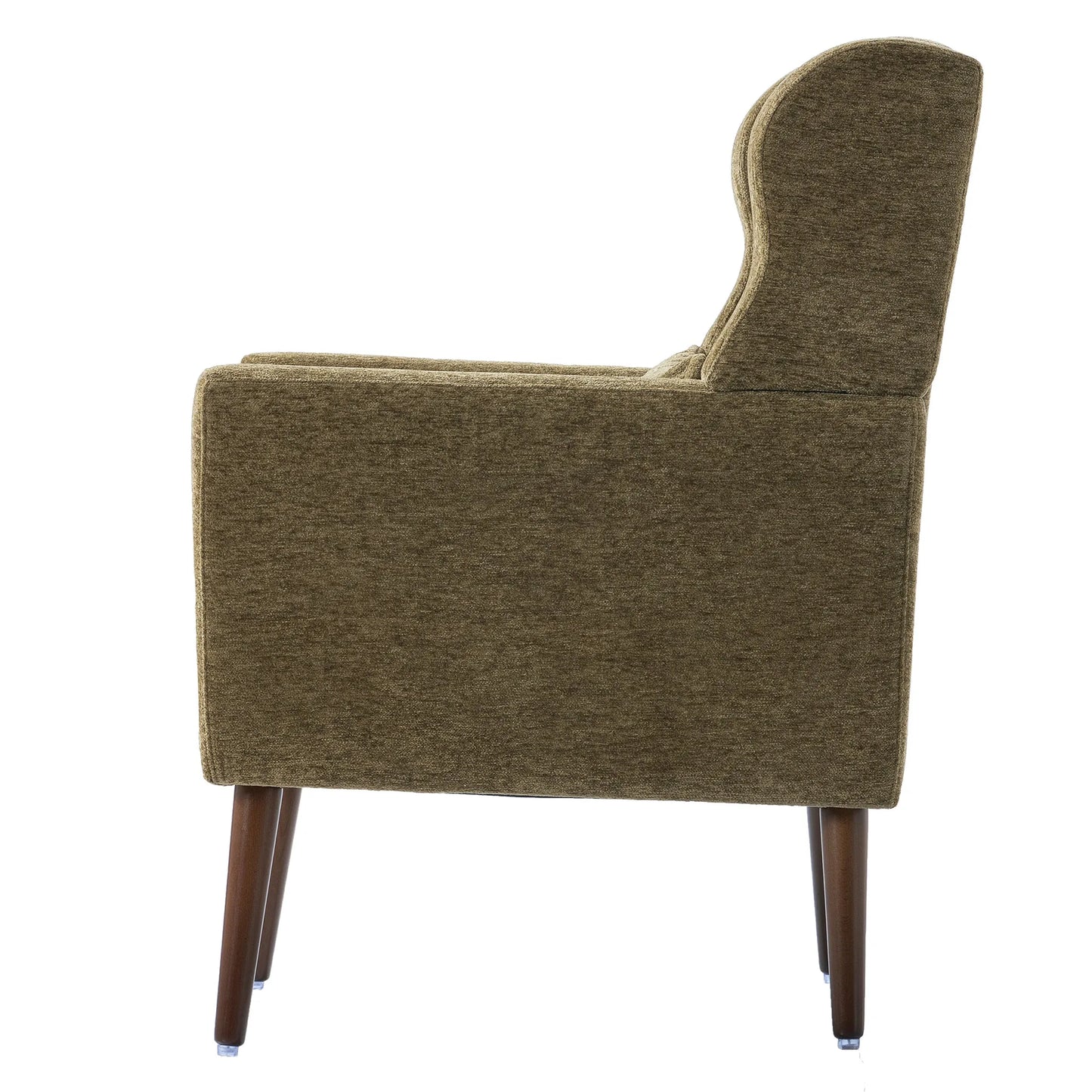 Modern Accent Chair, Chenille Arm Chairs for Living Room, Upholstered Modern Armchair, Comfy Soft Padded Lounge Chair in Small Space, Bedroom, w/Pillow, Solid Wood Leg, Olive Green detail view 17