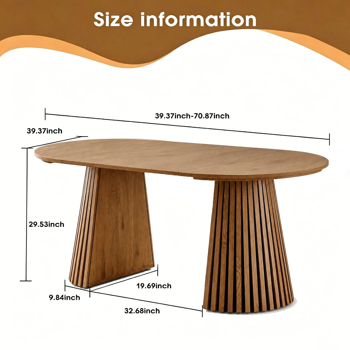 Wooden Dining Table, Flexible and Extendable, Multi-functional and Space-saving, Fashionable Oval Design and Slatted Table Legs, Tea Table or Office Desk, Beautiful and Practical detail view 2