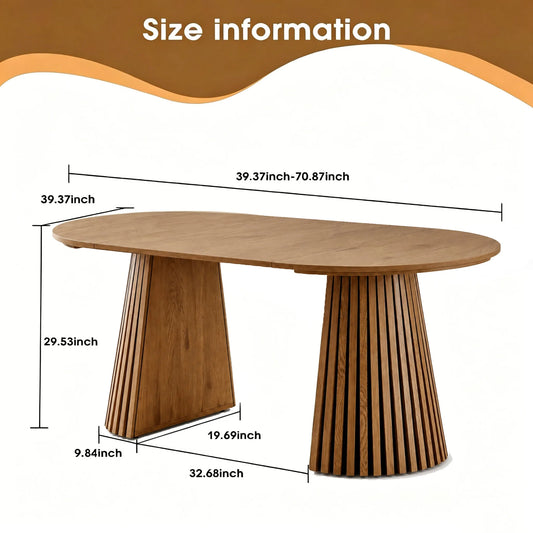 Wooden Dining Table, Flexible and Extendable, Multi-functional and Space-saving, Fashionable Oval Design and Slatted Table Legs, Tea Table or Office Desk, Beautiful and Practical detail view 2