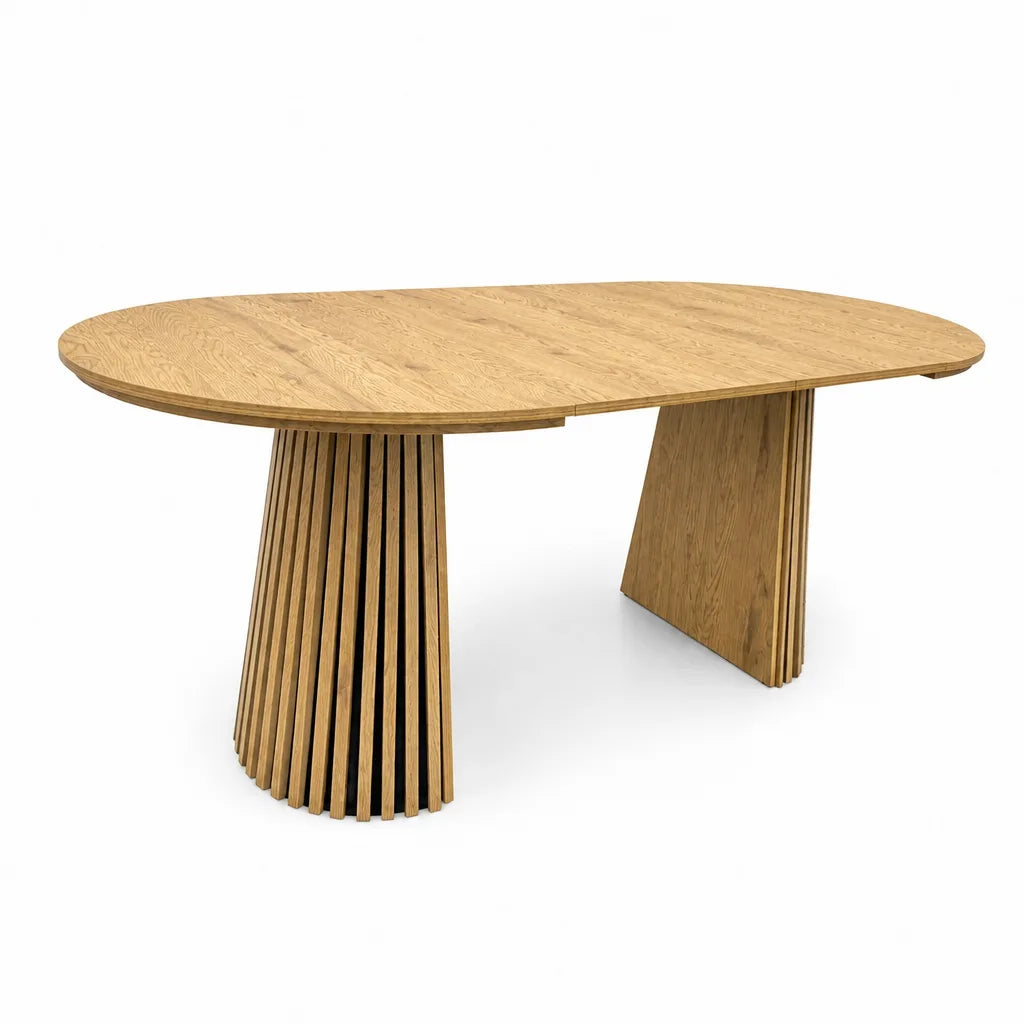 Wooden Dining Table, Flexible and Extendable, Multi-functional and Space-saving, Fashionable Oval Design and Slatted Table Legs, Tea Table or Office Desk, Beautiful and Practical detail view 16