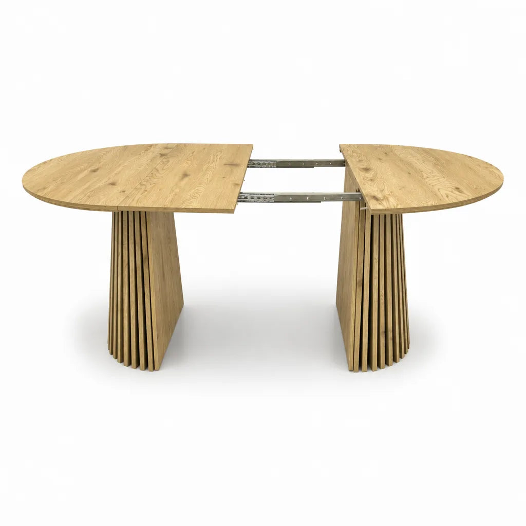 Wooden Dining Table, Flexible and Extendable, Multi-functional and Space-saving, Fashionable Oval Design and Slatted Table Legs, Tea Table or Office Desk, Beautiful and Practical detail view 17