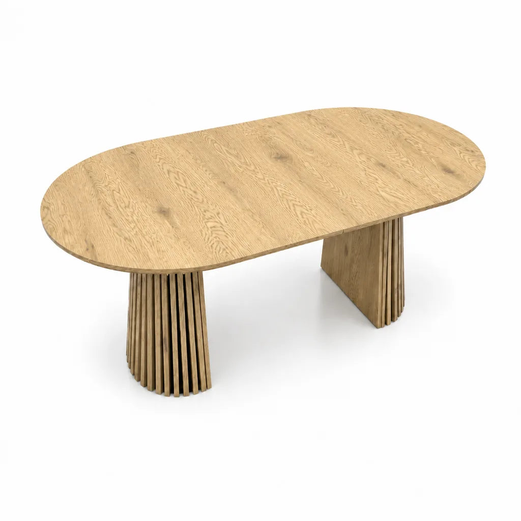 Wooden Dining Table, Flexible and Extendable, Multi-functional and Space-saving, Fashionable Oval Design and Slatted Table Legs, Tea Table or Office Desk, Beautiful and Practical detail view 18