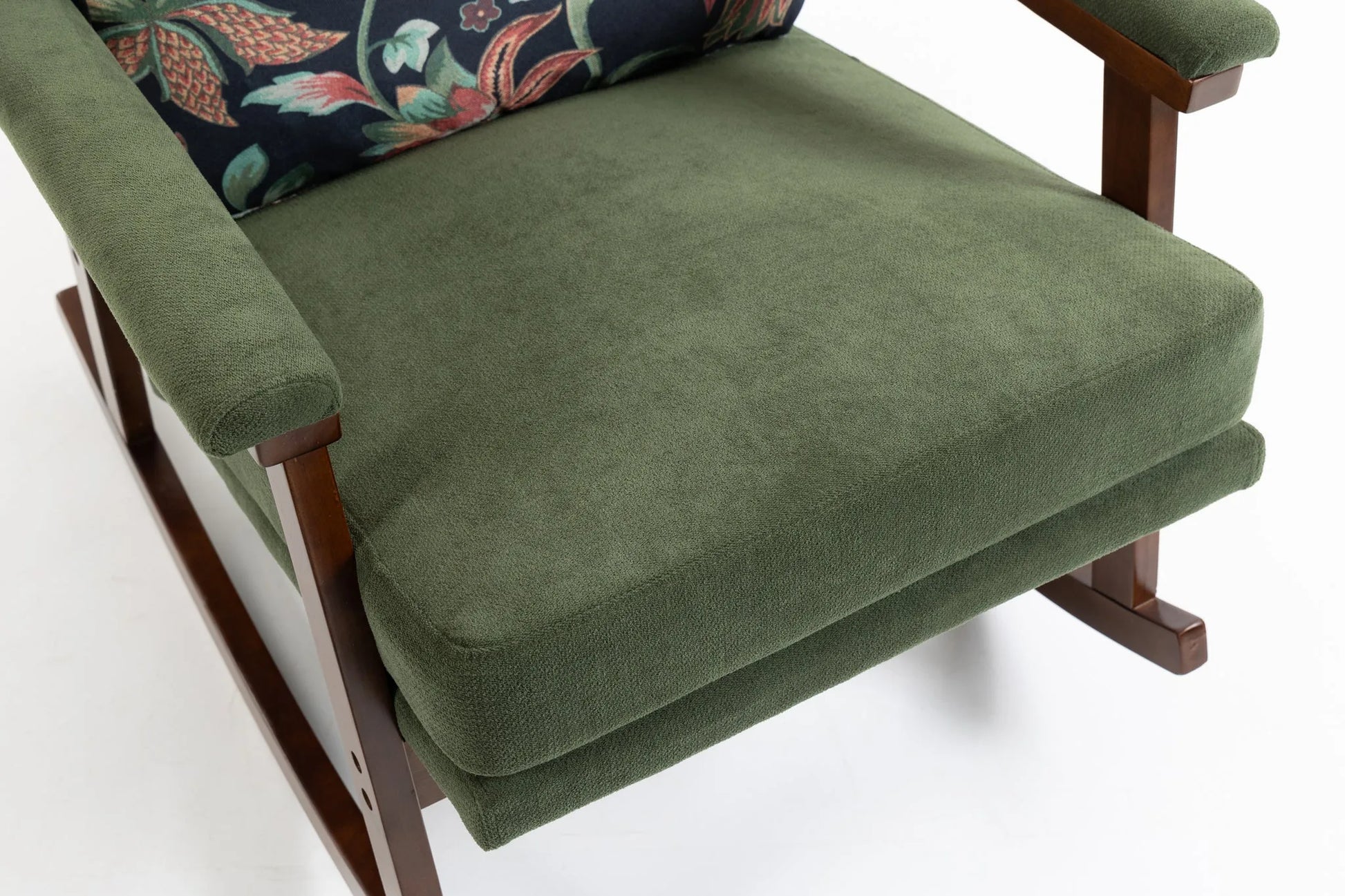 Mid Century Modern Accent Chair, rocking chair with Solid Wood Frame, Upholstered Living Room Chairs, Reading Armchair for Bedroom Sunroom detail view 14