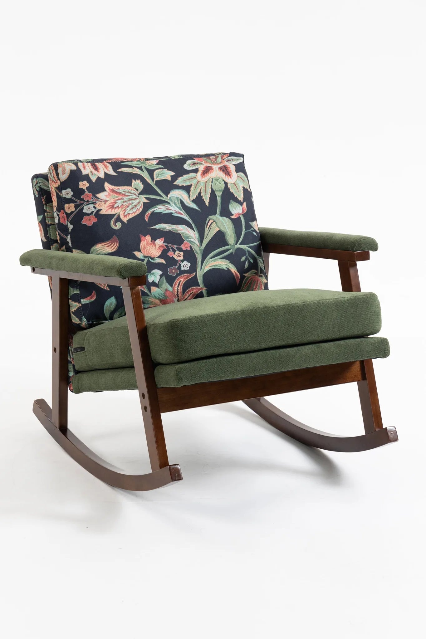 Mid Century Modern Accent Chair, rocking chair with Solid Wood Frame, Upholstered Living Room Chairs, Reading Armchair for Bedroom Sunroom detail view 16