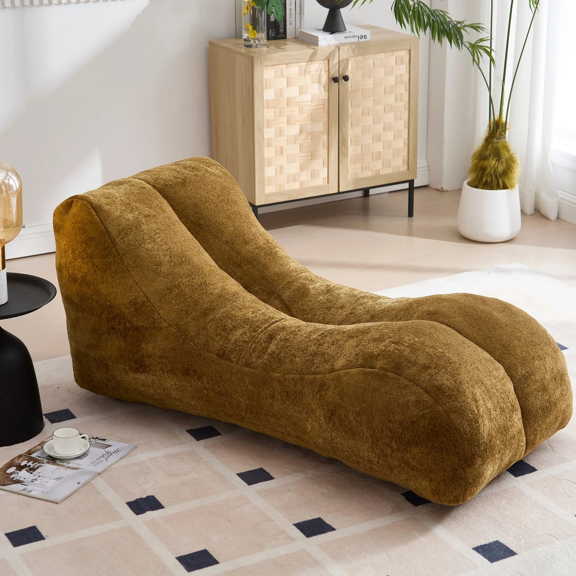 Creative Bean Bag Sofa Chair for Adults with High-Quality Sponge Filling and Polyester Fiber, 59x30x23.6 inches lifestyle view