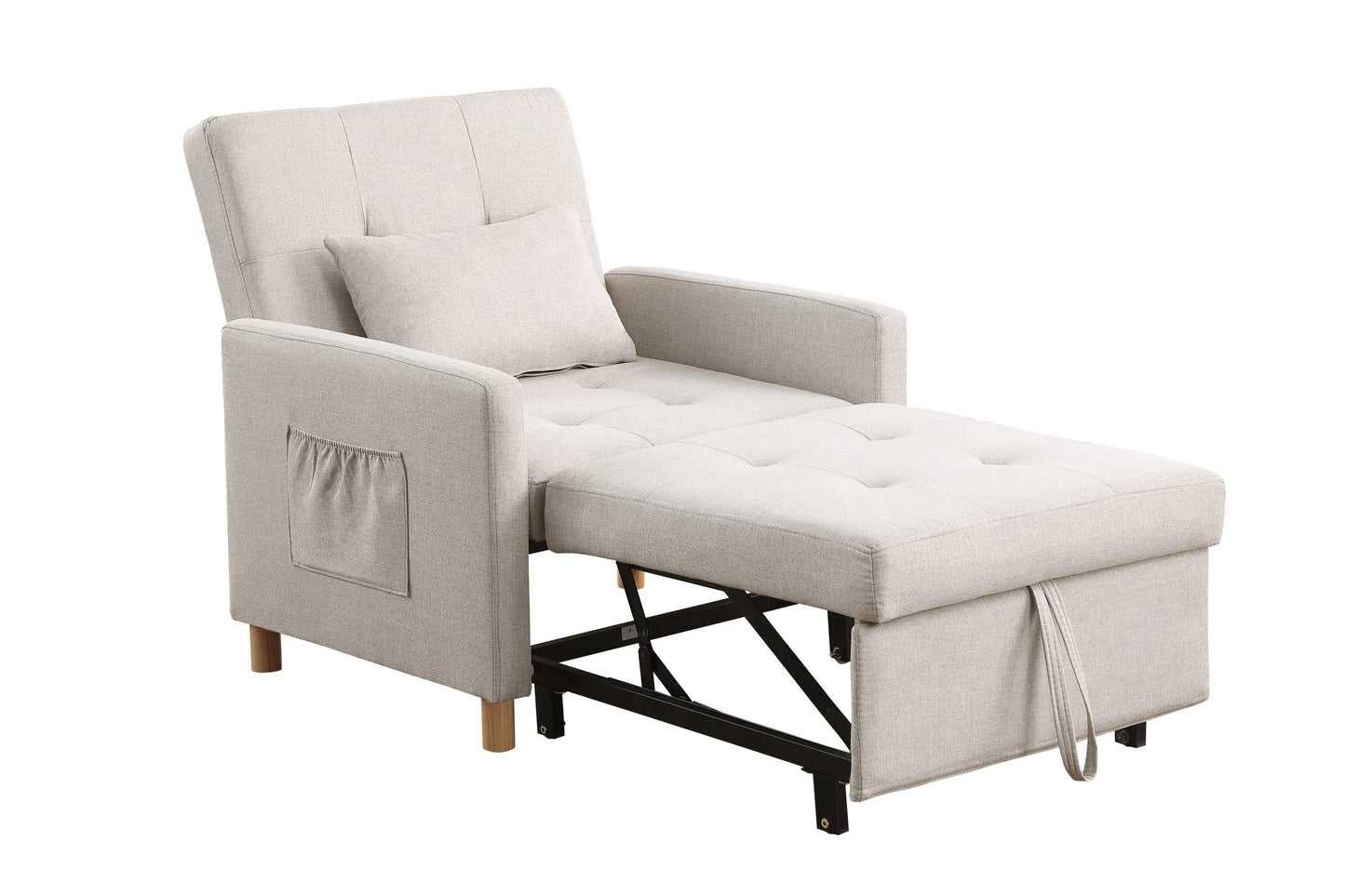 Convertible Sleeper Sofa Chair Bed, Adjustable Chair with Pillow, Multi-Functional Sleeper Chair with Soft Fabric for Living Room, Dorm, Apartment, Bedroom or Office detail view 7