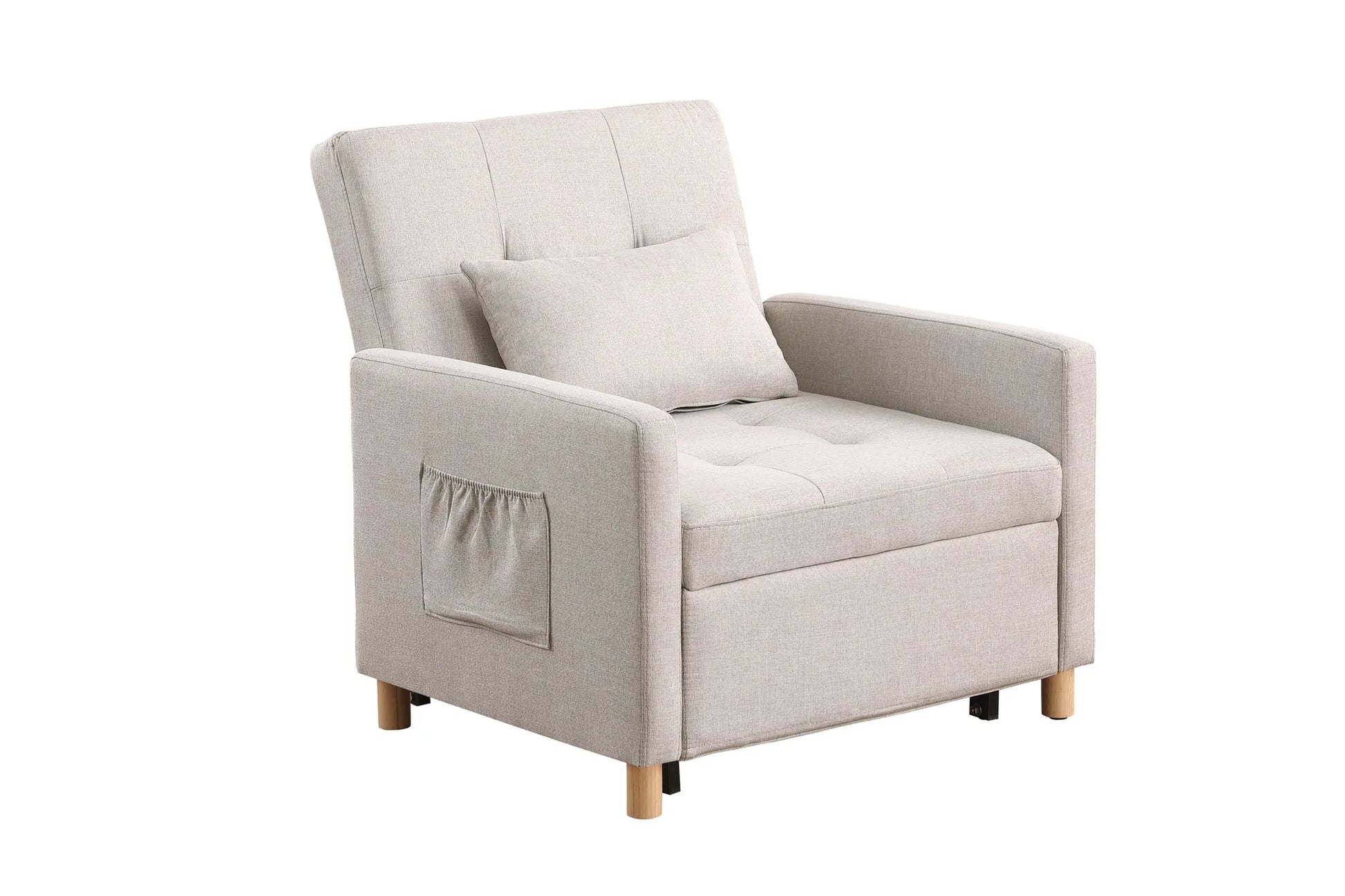 Convertible Sleeper Sofa Chair Bed, Adjustable Chair with Pillow, Multi-Functional Sleeper Chair with Soft Fabric for Living Room, Dorm, Apartment, Bedroom or Office detail view 8